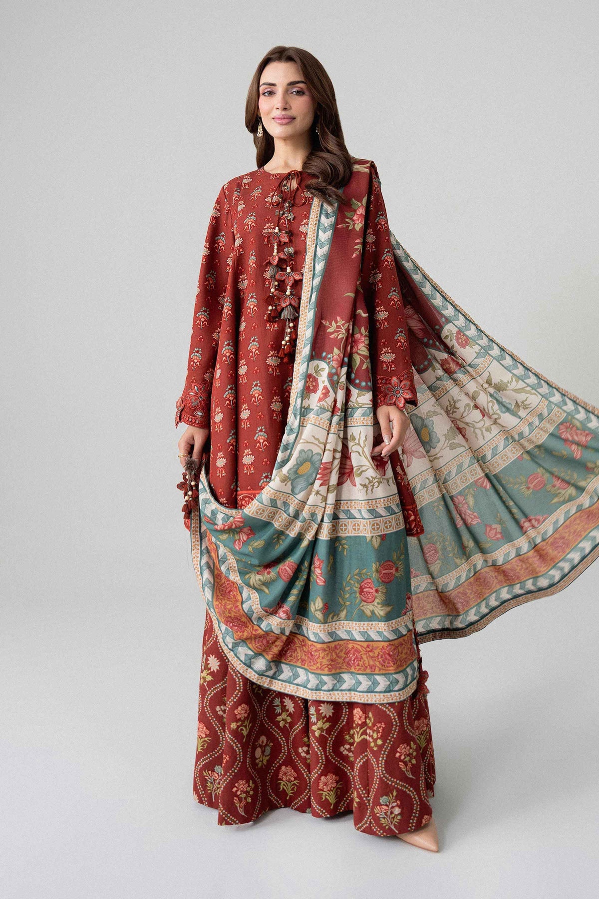 3 Piece - Digital Printed Embroidered Suit - U3PE-NISHA26WV1-120