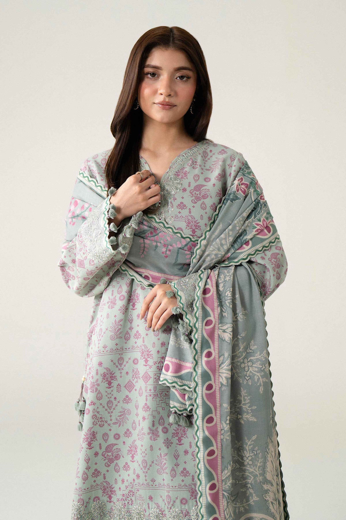 3 Piece - Digital Printed Embroidered Suit - U3PE-NISHA26WV1-122