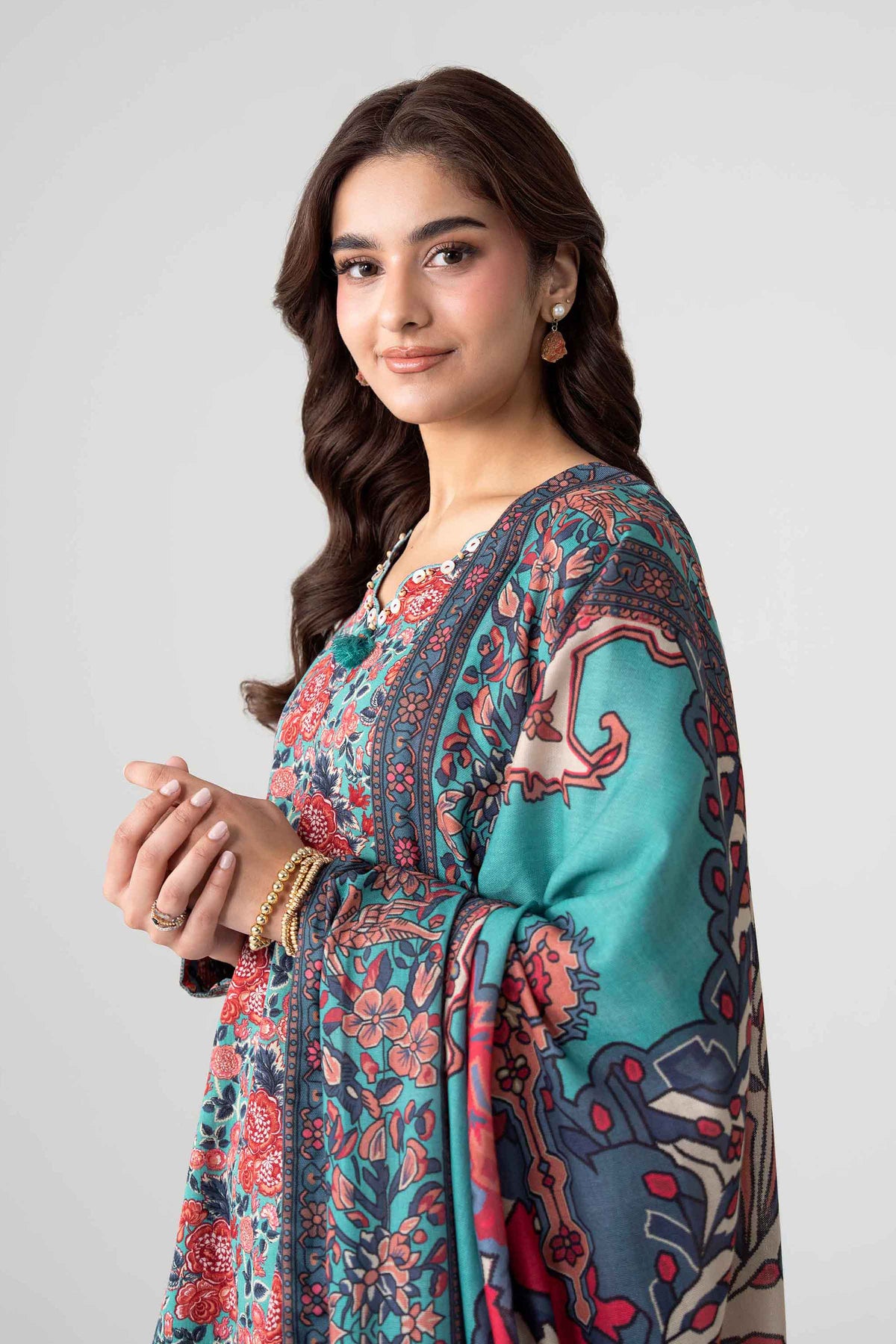 3 Piece - Digital Printed Embroidered Suit - U3PE-NISHA26WV1-124