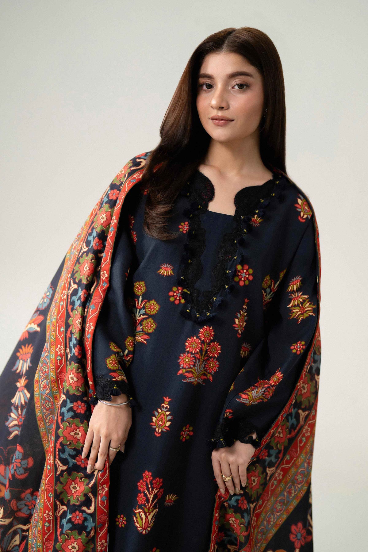 3 Piece - Digital Printed Embroidered Suit - U3PE-NISHA26WV1-125
