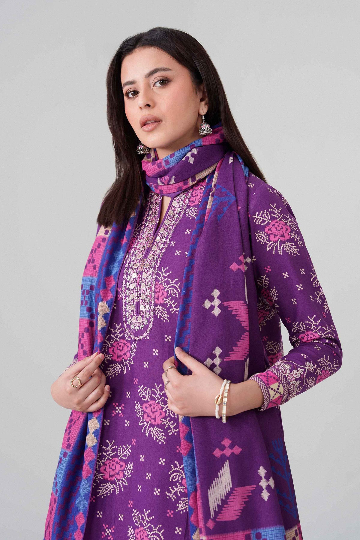3 Piece - Printed Embroidered Suit - U3PE-NISHA26WV1-128