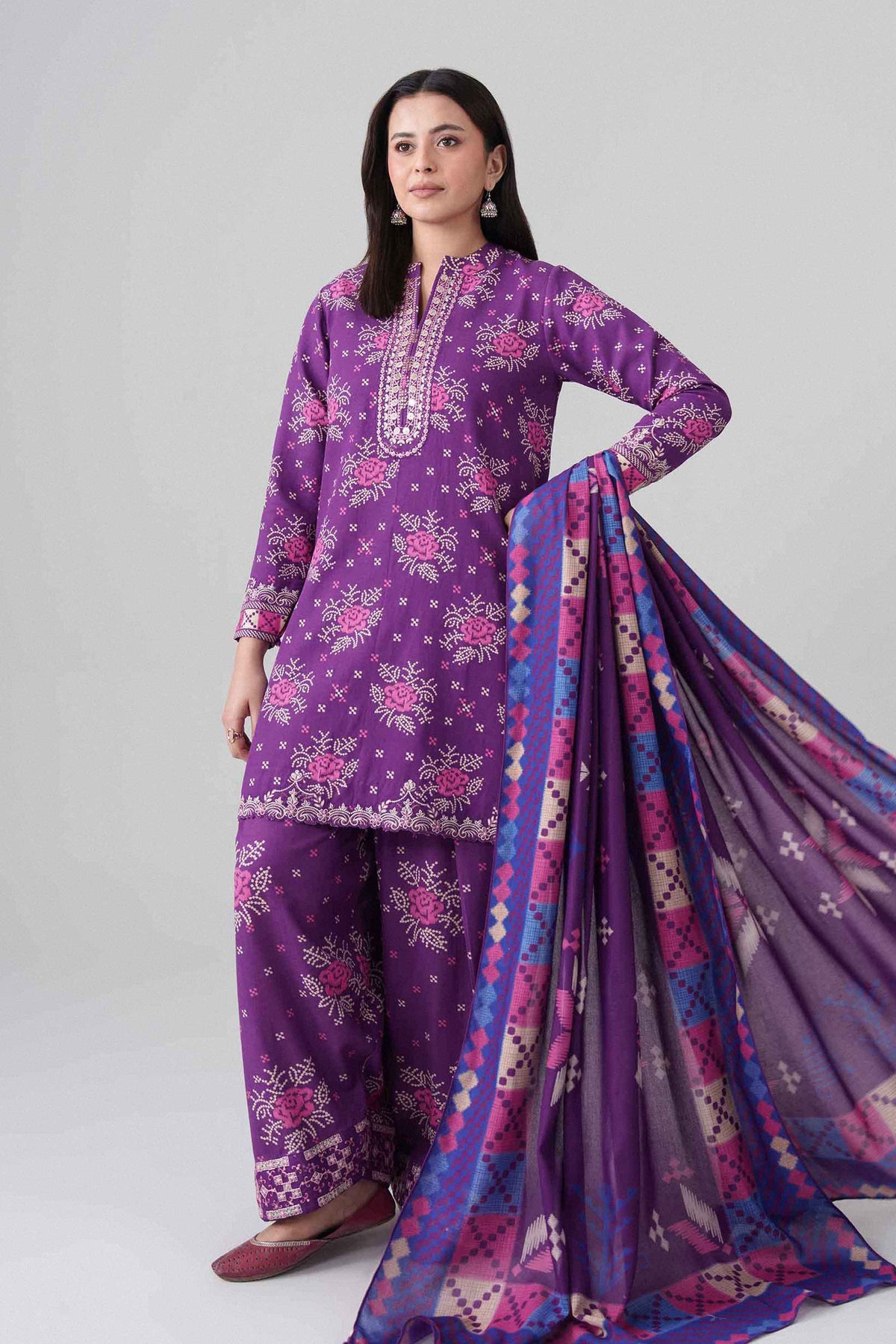 3 Piece - Printed Embroidered Suit - U3PE-NISHA26WV1-128