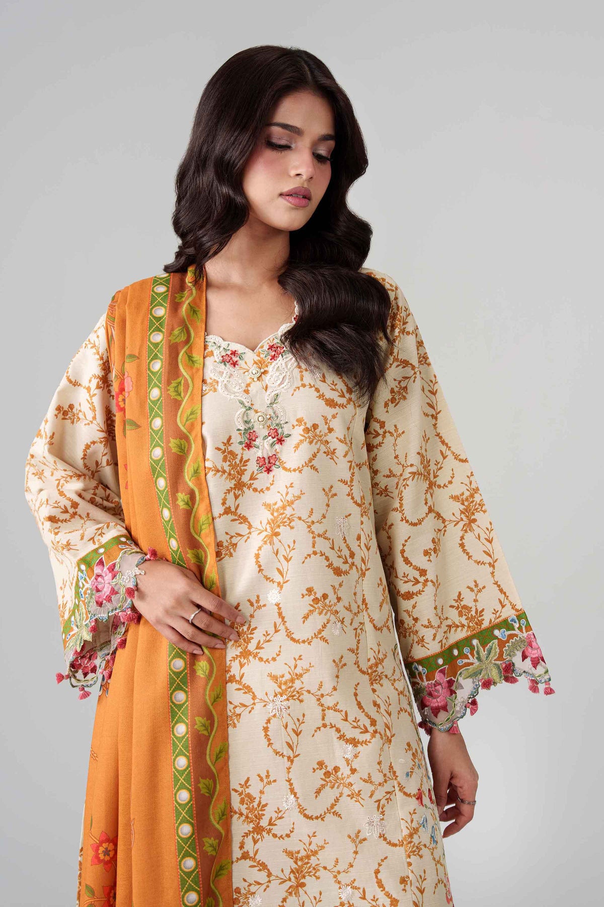 3 Piece - Digital Printed Embroidered Suit - U3PE-NISHA26WV1-136