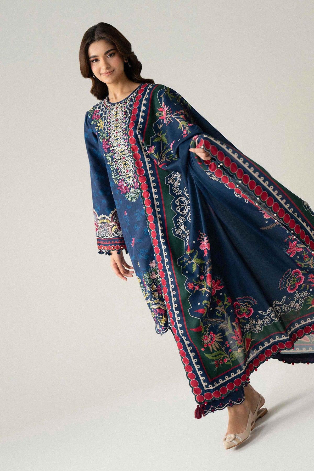 3 Piece - Digital Printed Embroidered Suit - U3PE-NISHA26WV1-137