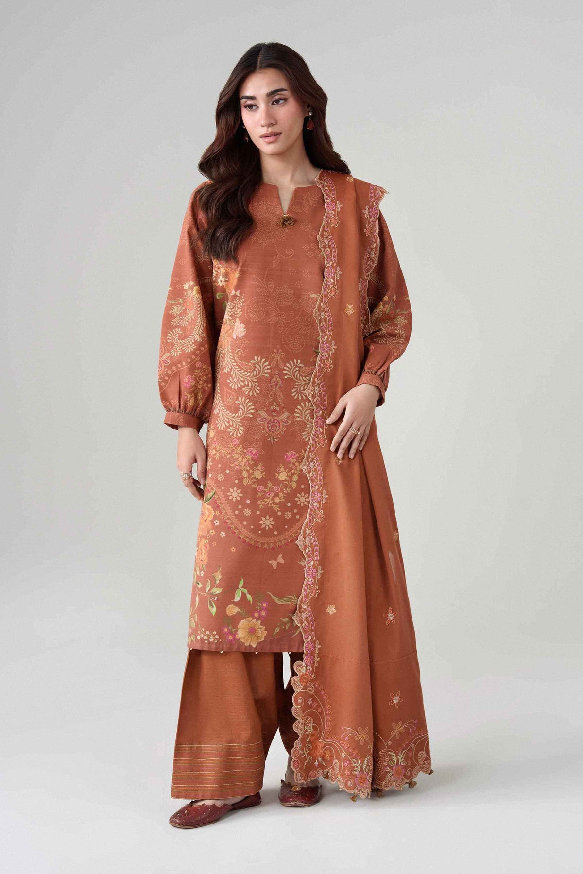 3 Piece - Digital Printed Embroidered Suit - U3PE-NISHA26WV1-153