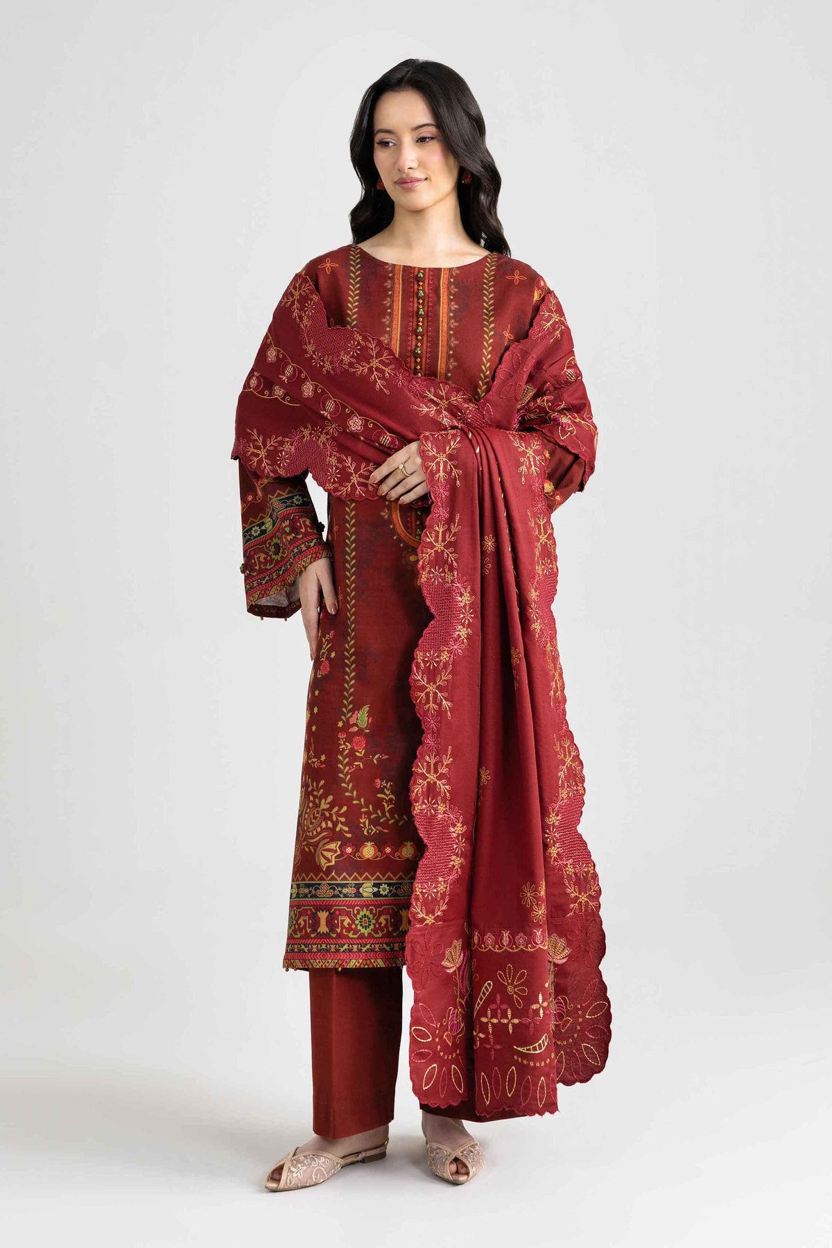 3 Piece - Digital Printed Embroidered Suit - U3PE-NISHA26WV1-154