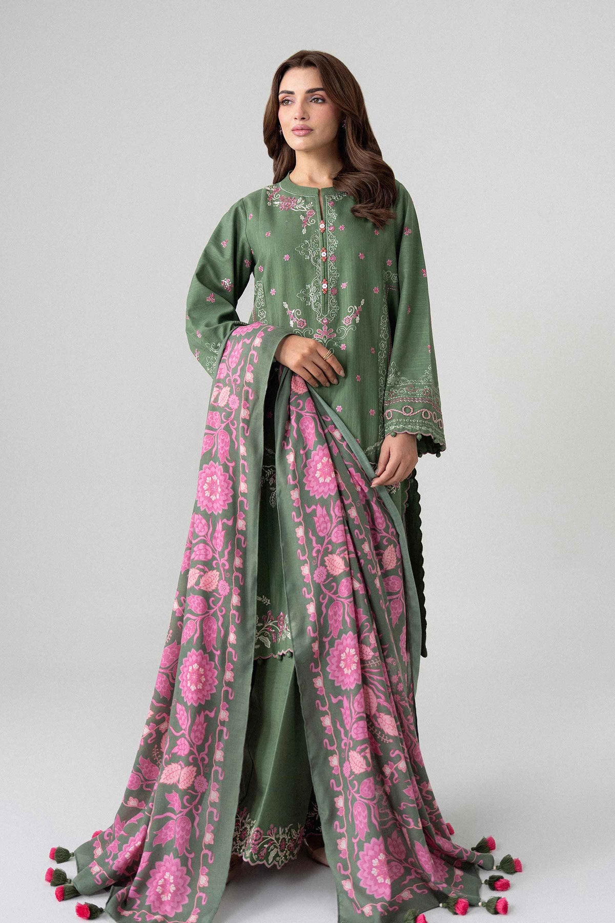 3 Piece - Digital Printed Embroidered Suit - U3PE-NISHA26WV1-232