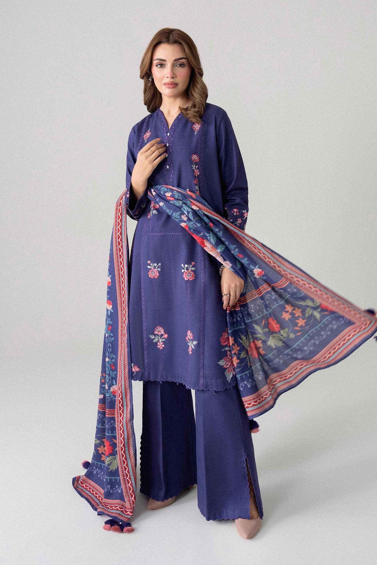 3 Piece - Digital Printed Embroidered Suit - U3PE-NISHA26WV1-233