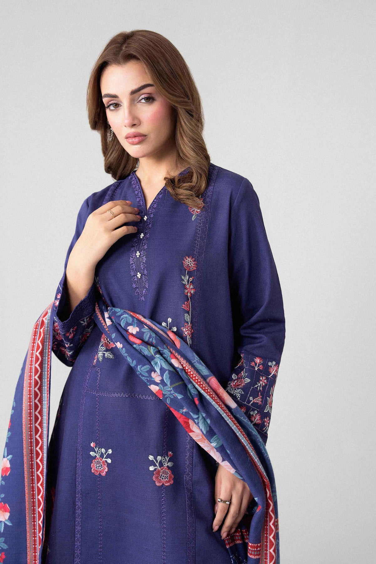 3 Piece - Digital Printed Embroidered Suit - U3PE-NISHA26WV1-233