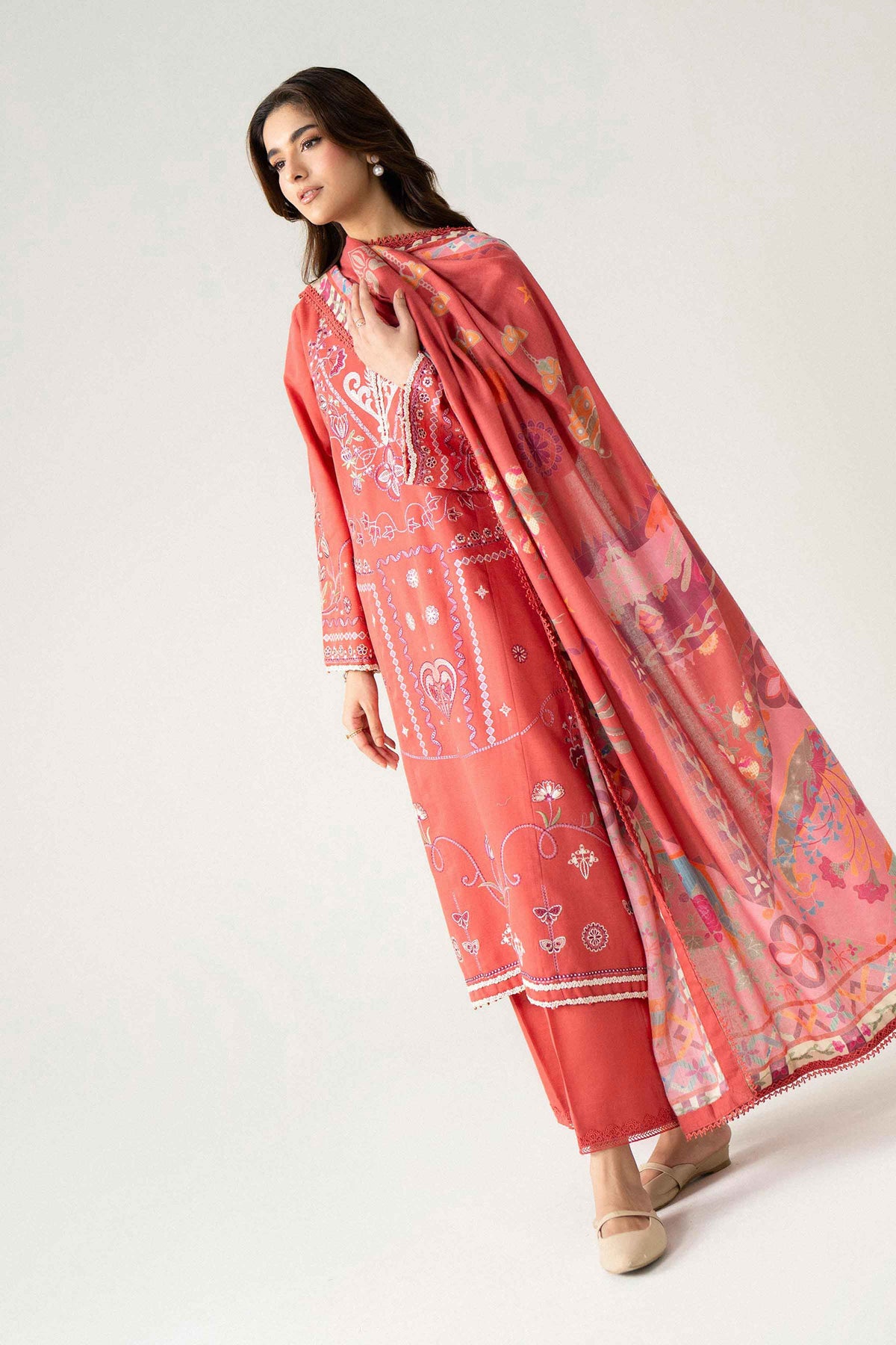 3 Piece - Digital Printed Embroidered Suit - U3PE-NISHA26WV1-234