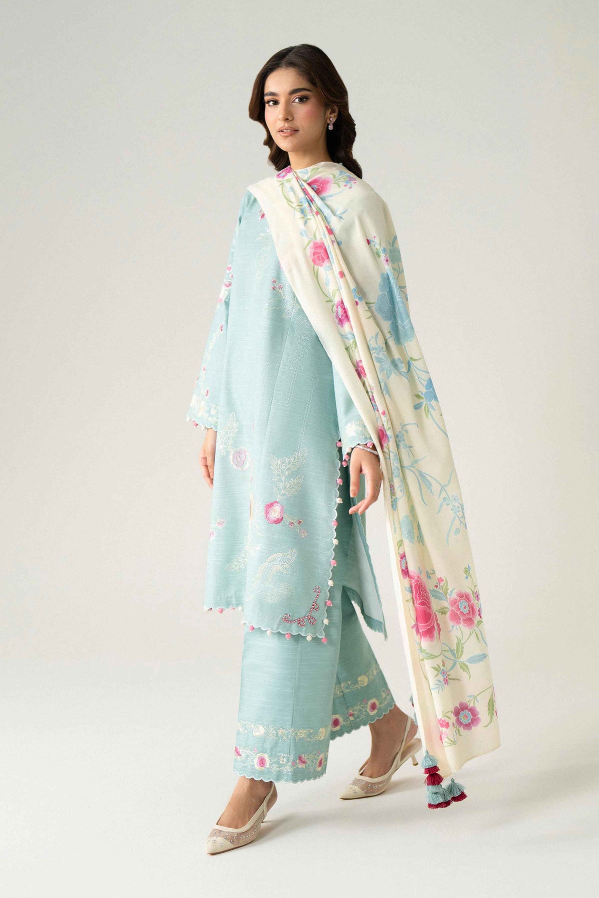 3 Piece - Digital Printed Embroidered Suit - U3PE-NISHA26WV1-236