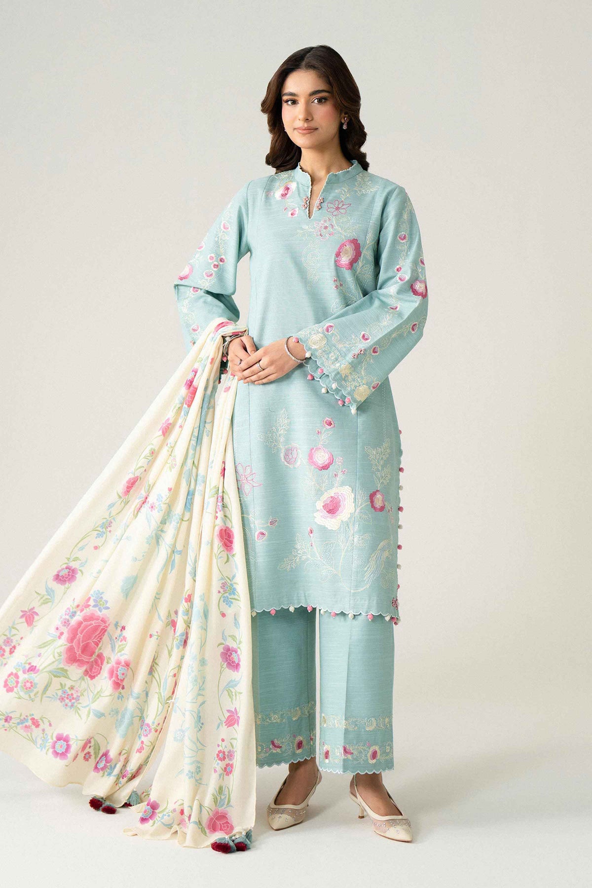 3 Piece - Digital Printed Embroidered Suit - U3PE-NISHA26WV1-236