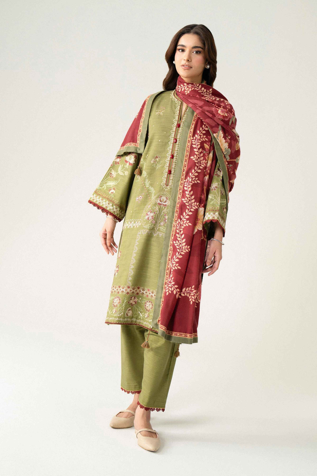 3 Piece - Digital Printed Embroidered Suit - U3PE-NISHA26WV1-238