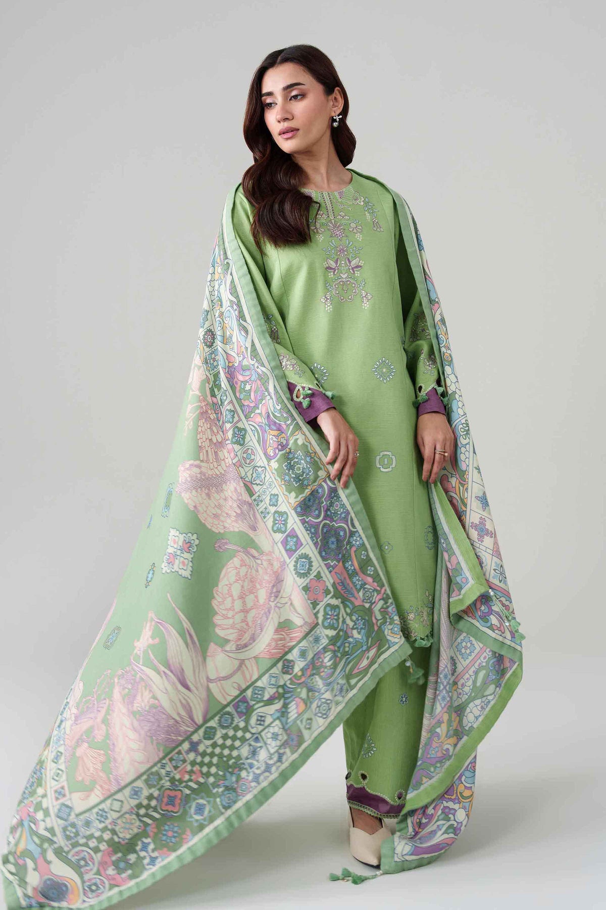 3 Piece - Digital Printed Embroidered Suit - U3PE-NISHA26WV1-240