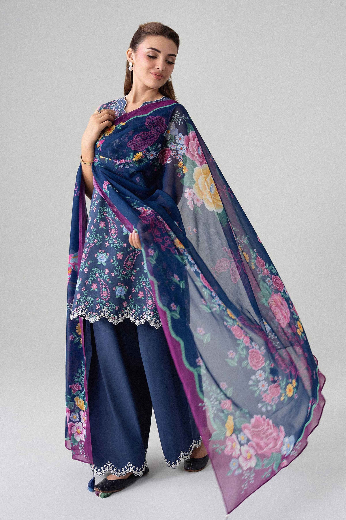 3 Piece - Digital Printed Embroidered Suit - U3PE-NISHA26WV1-73 for Women - Unstitched Collection | Nishat | Shop Online