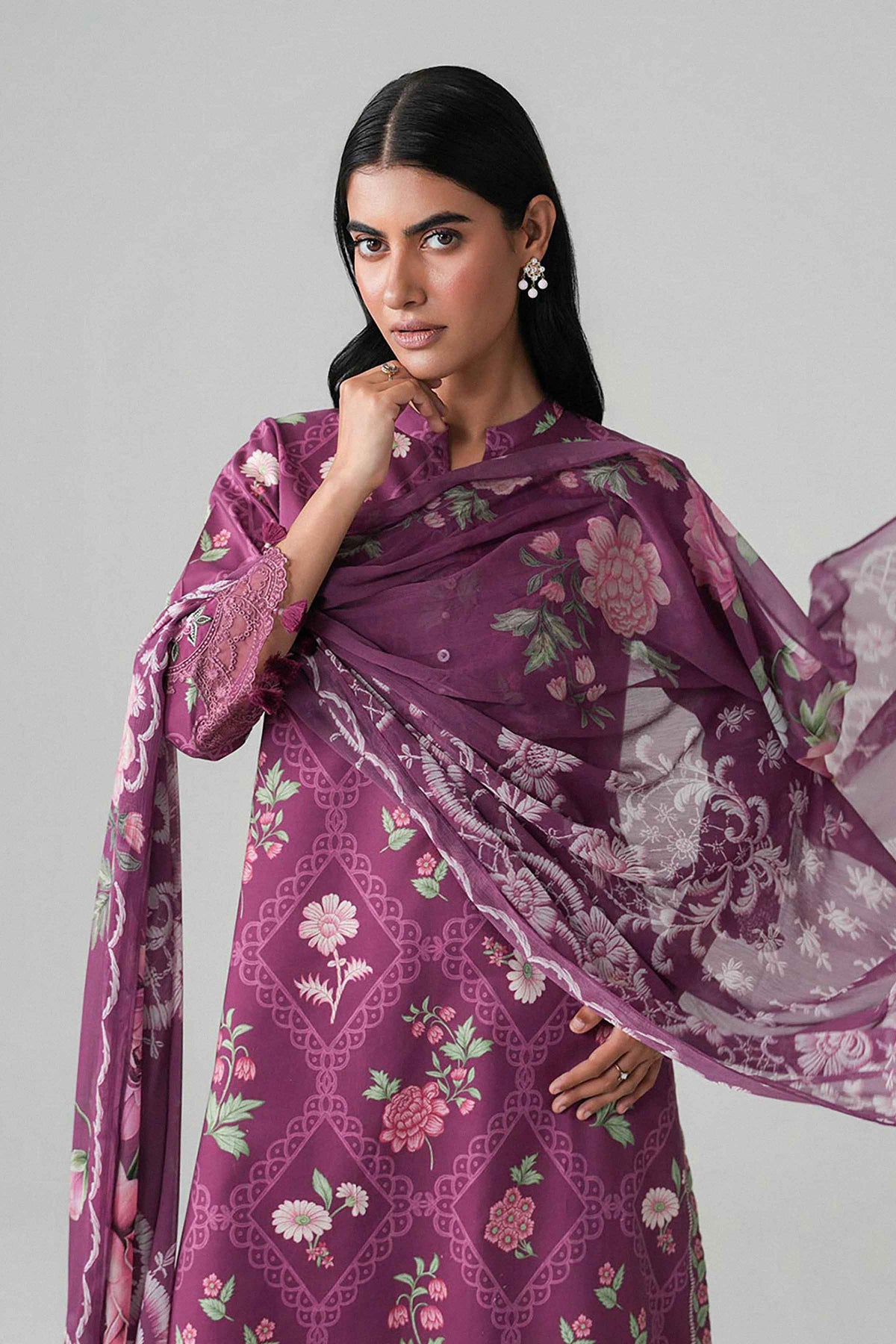 3 Piece - Digital Printed Embroidered Suit - U3PE-NISHA26WV1-75 for Women - Unstitched Collection | Nishat | Shop Online