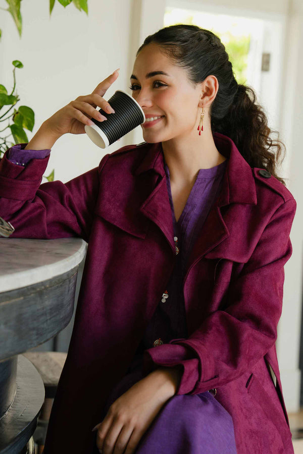 Wine Long Coat-435400122