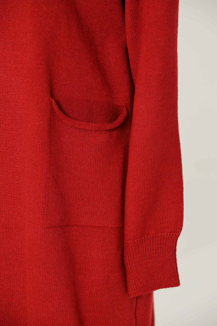 Women Red Long Sweater