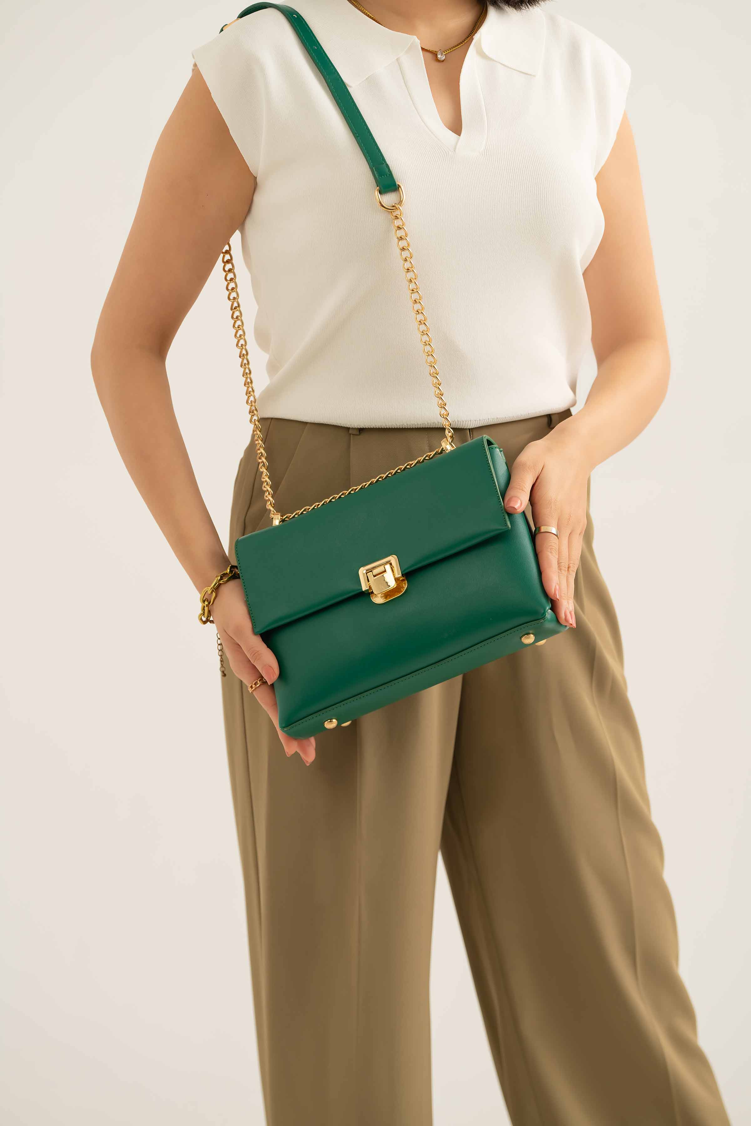 Green Shoulder Bag-440812104 for Women - Fashion Collection | Nishat | Shop Online