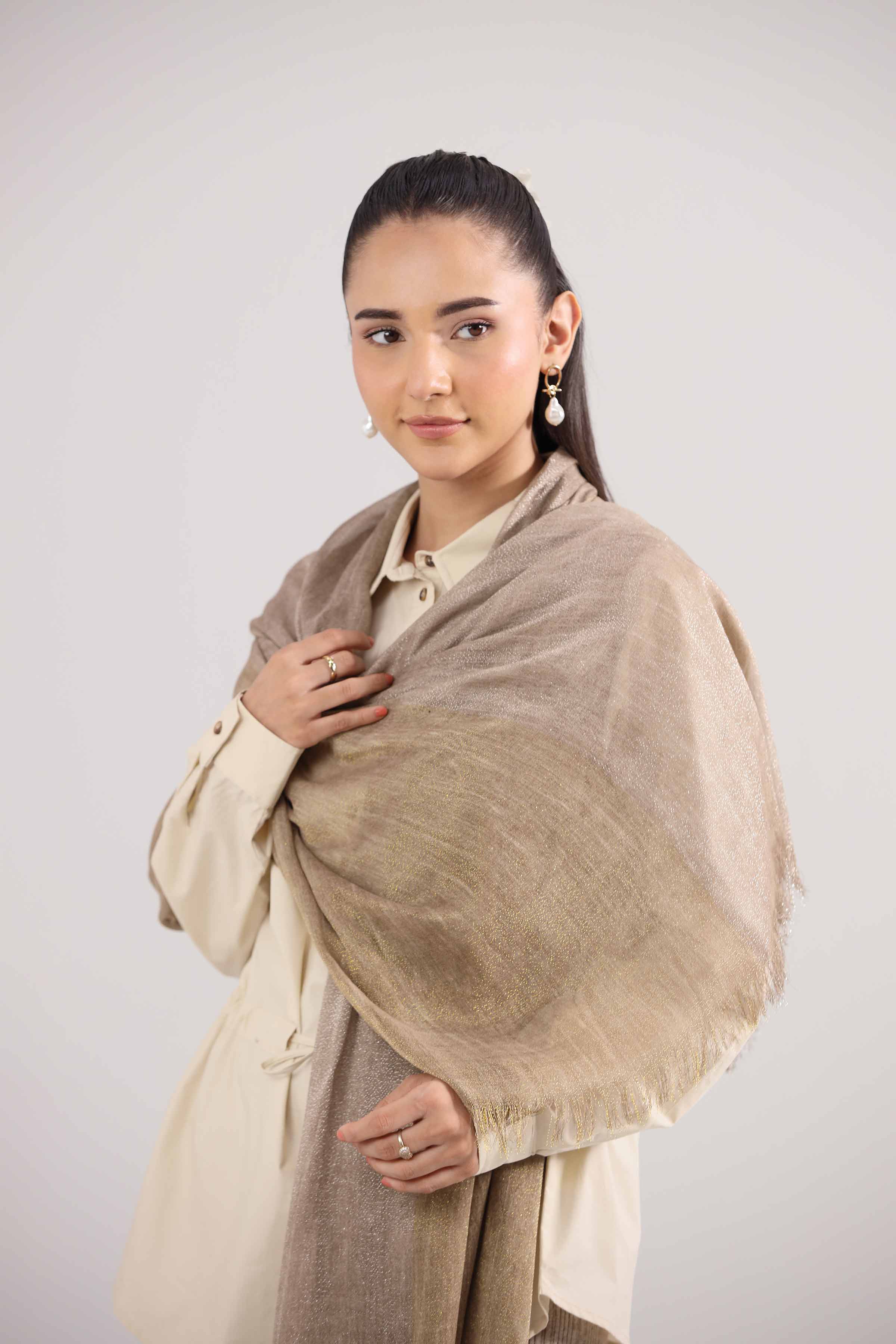 Khaki Women Scarf-442352130 for Women – Scarf Collection | Nishat | Shop Online