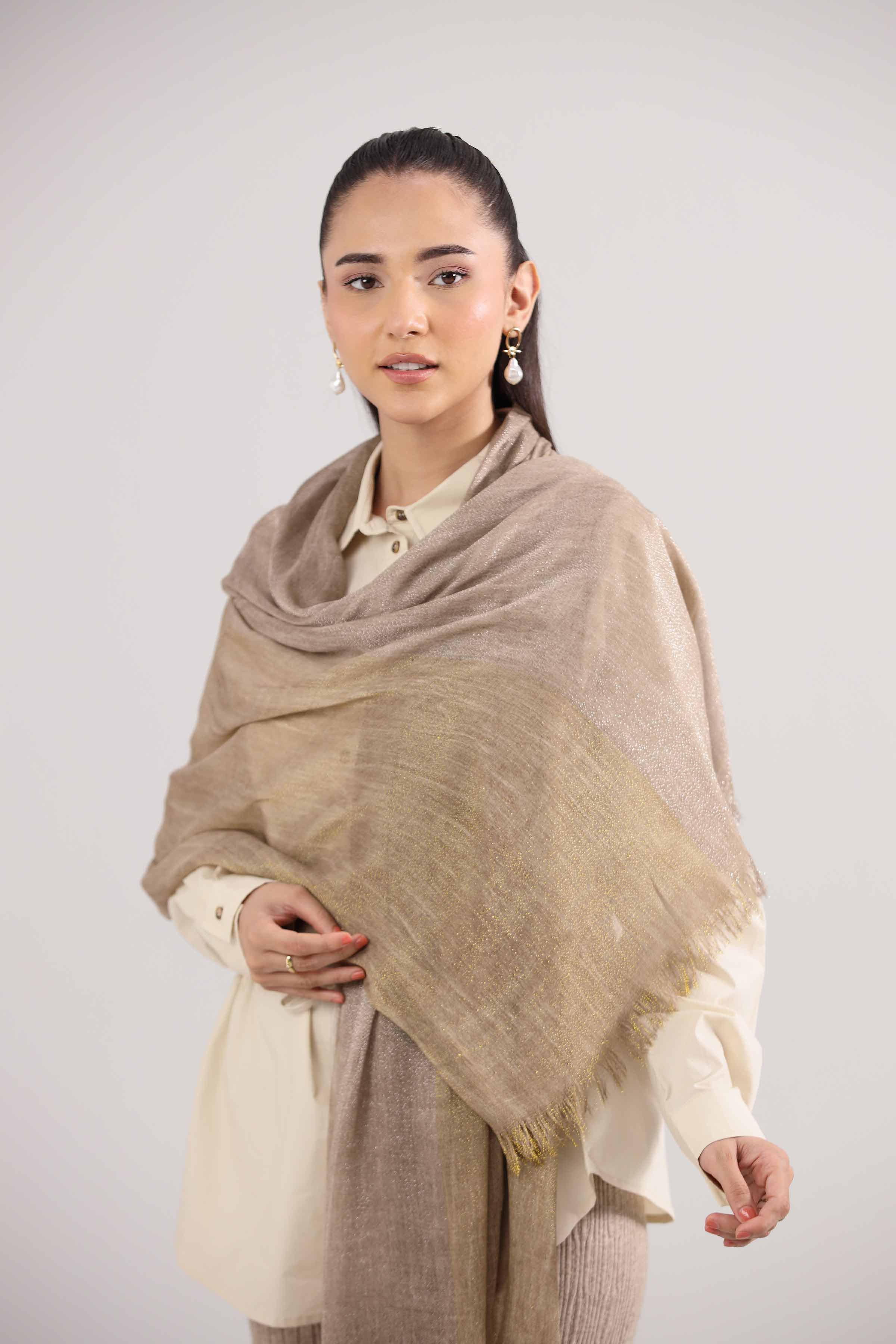 Khaki Women Scarf-442352130 for Women – Scarf Collection | Nishat | Shop Online