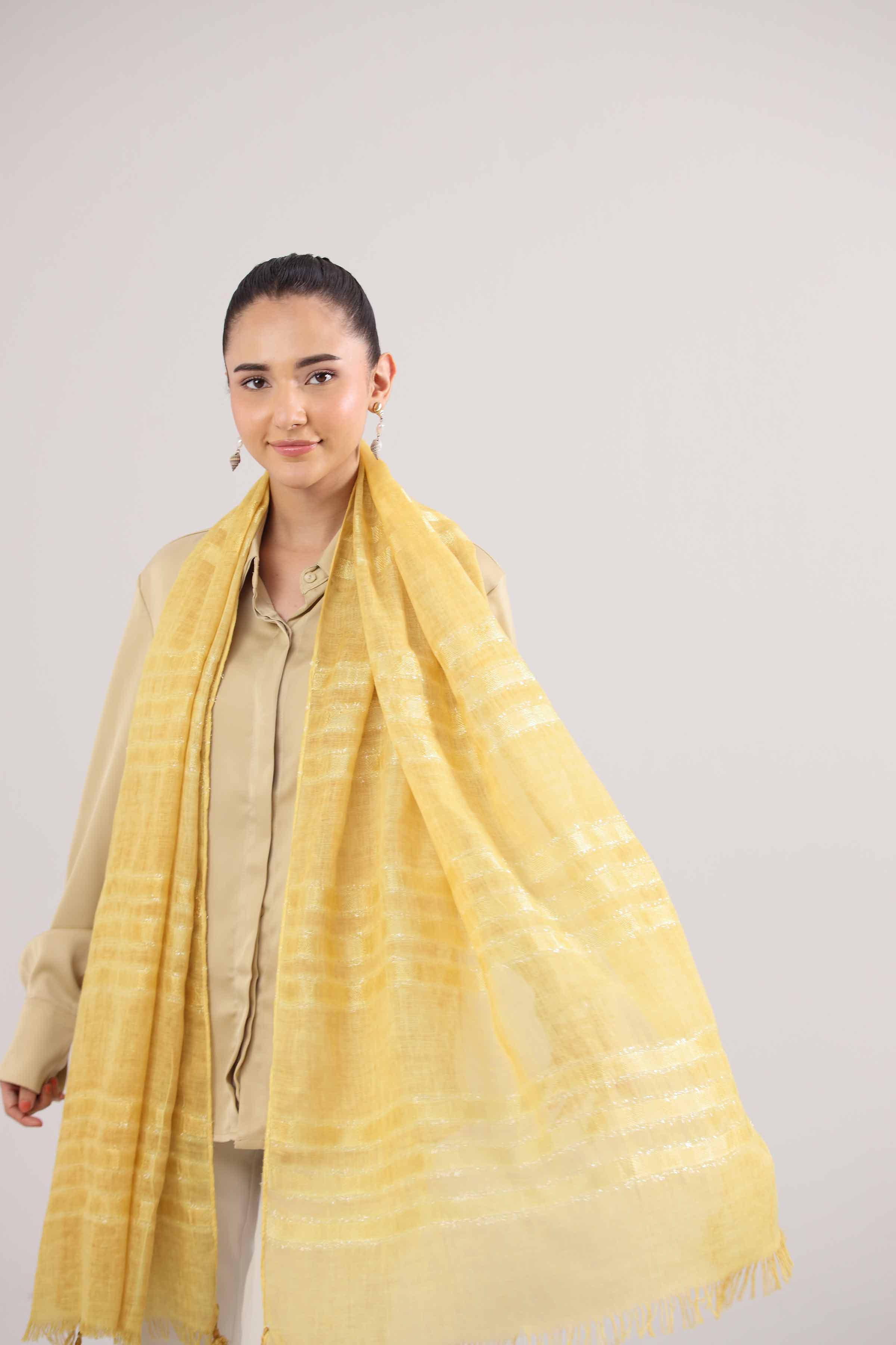 Yellow Women Scarf-442362102 for Women – Scarf Collection | Nishat | Shop Online