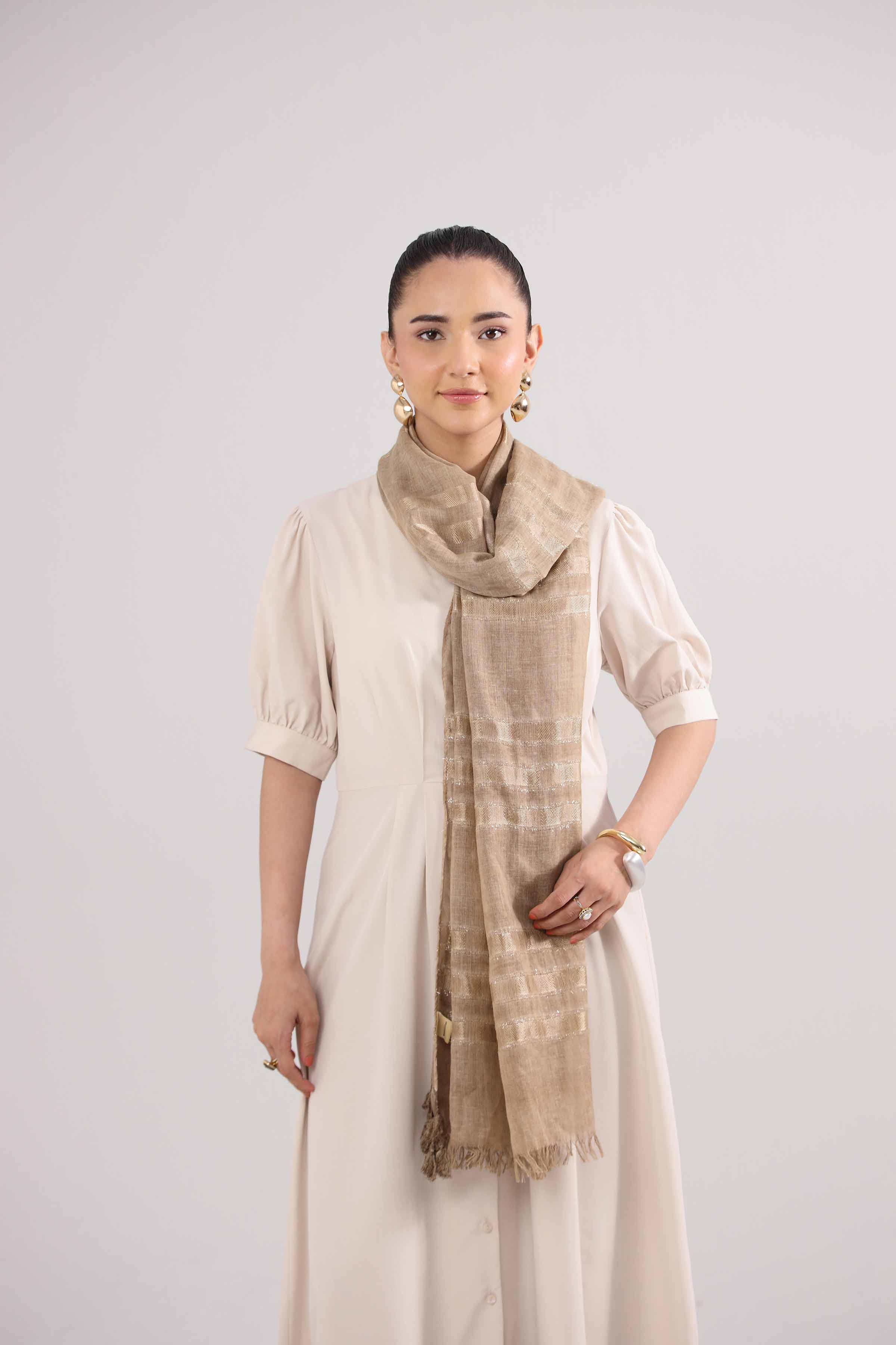 Khaki Women Scarf-442362130 for Women – Scarf Collection | Nishat | Shop Online
