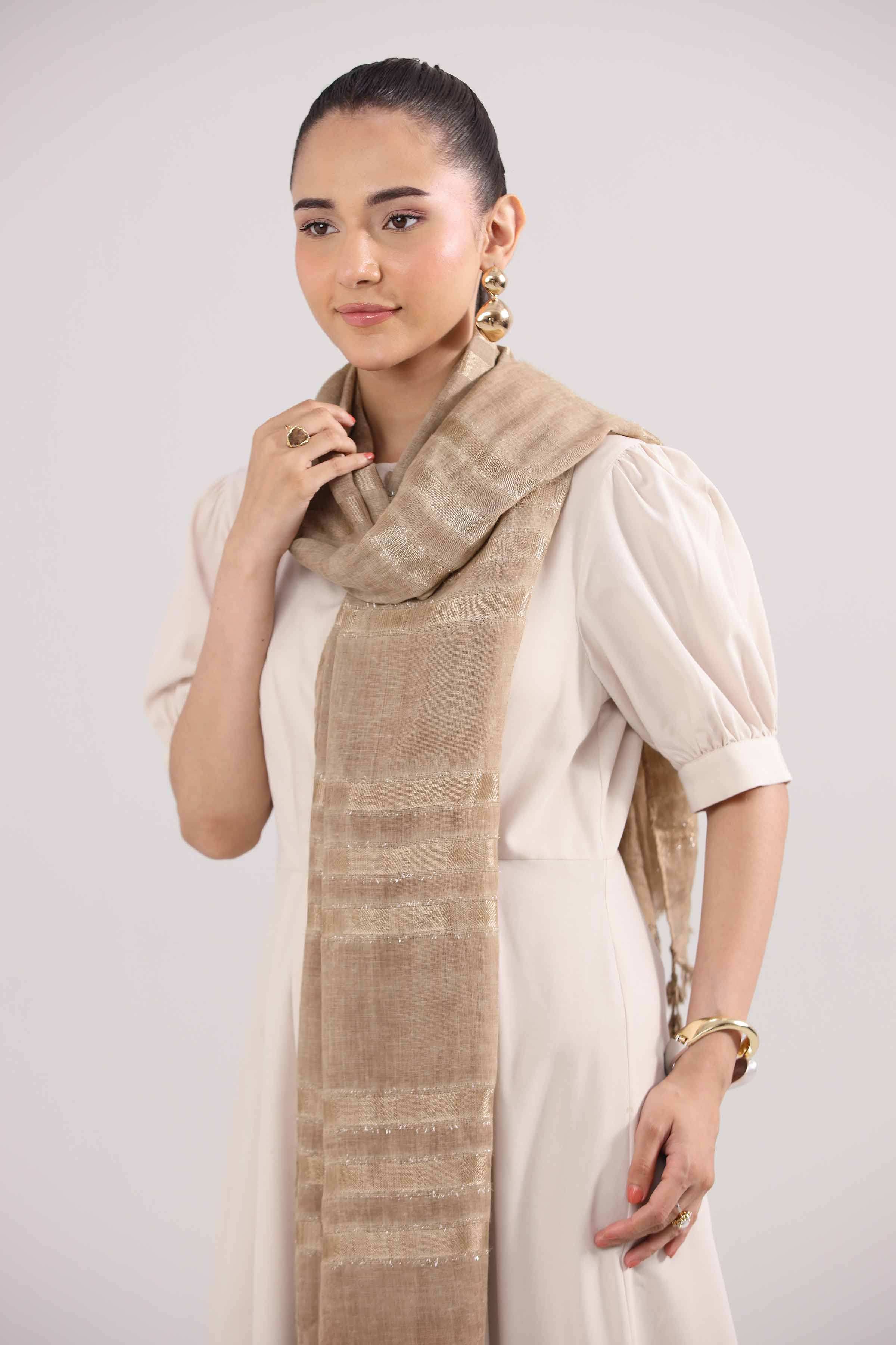 Khaki Women Scarf-442362130 for Women – Scarf Collection | Nishat | Shop Online