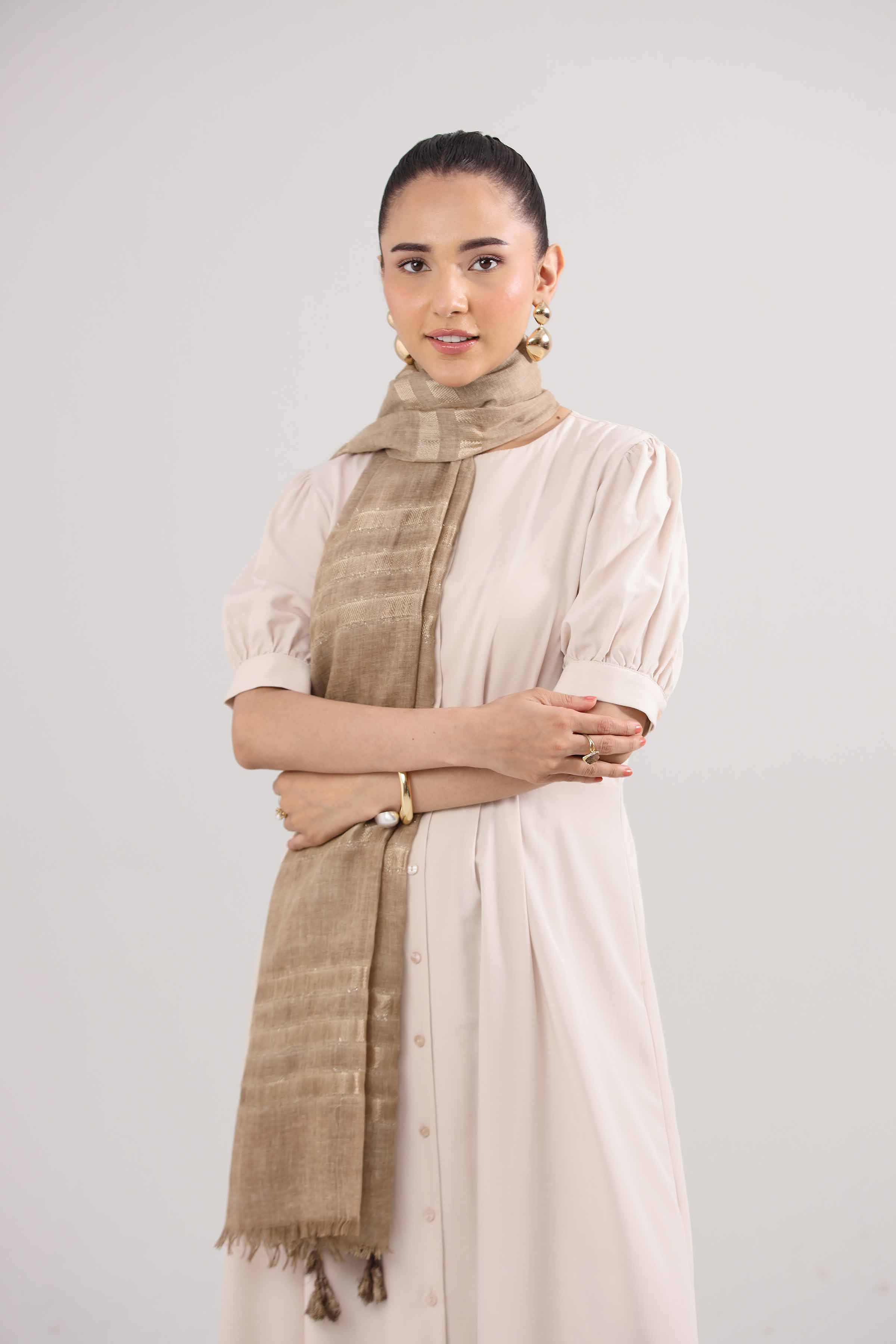 Khaki Women Scarf-442362130 for Women – Scarf Collection | Nishat | Shop Online