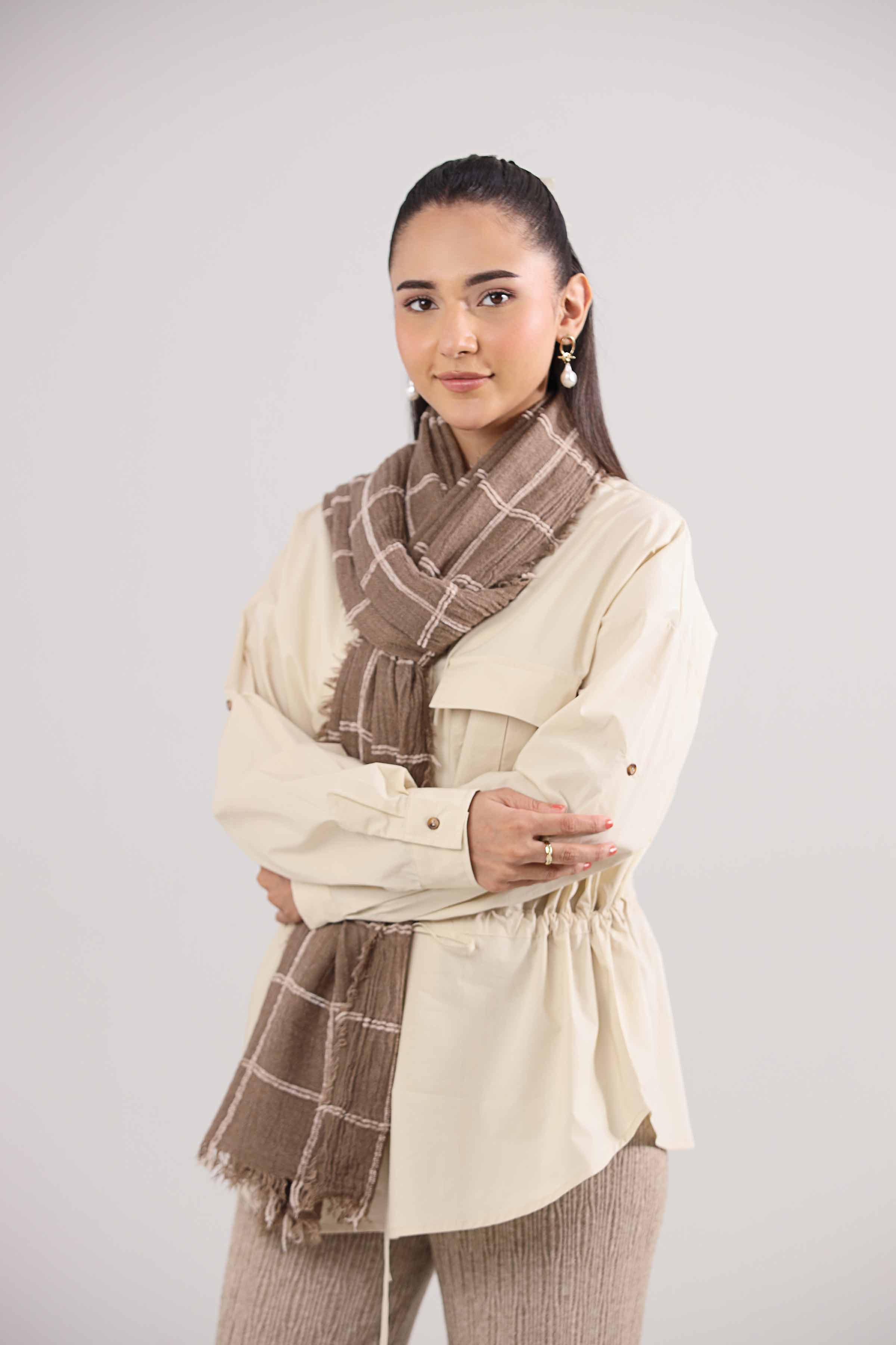 Coffee Women Scarf-442382117 for Women – Scarf Collection | Nishat | Shop Online