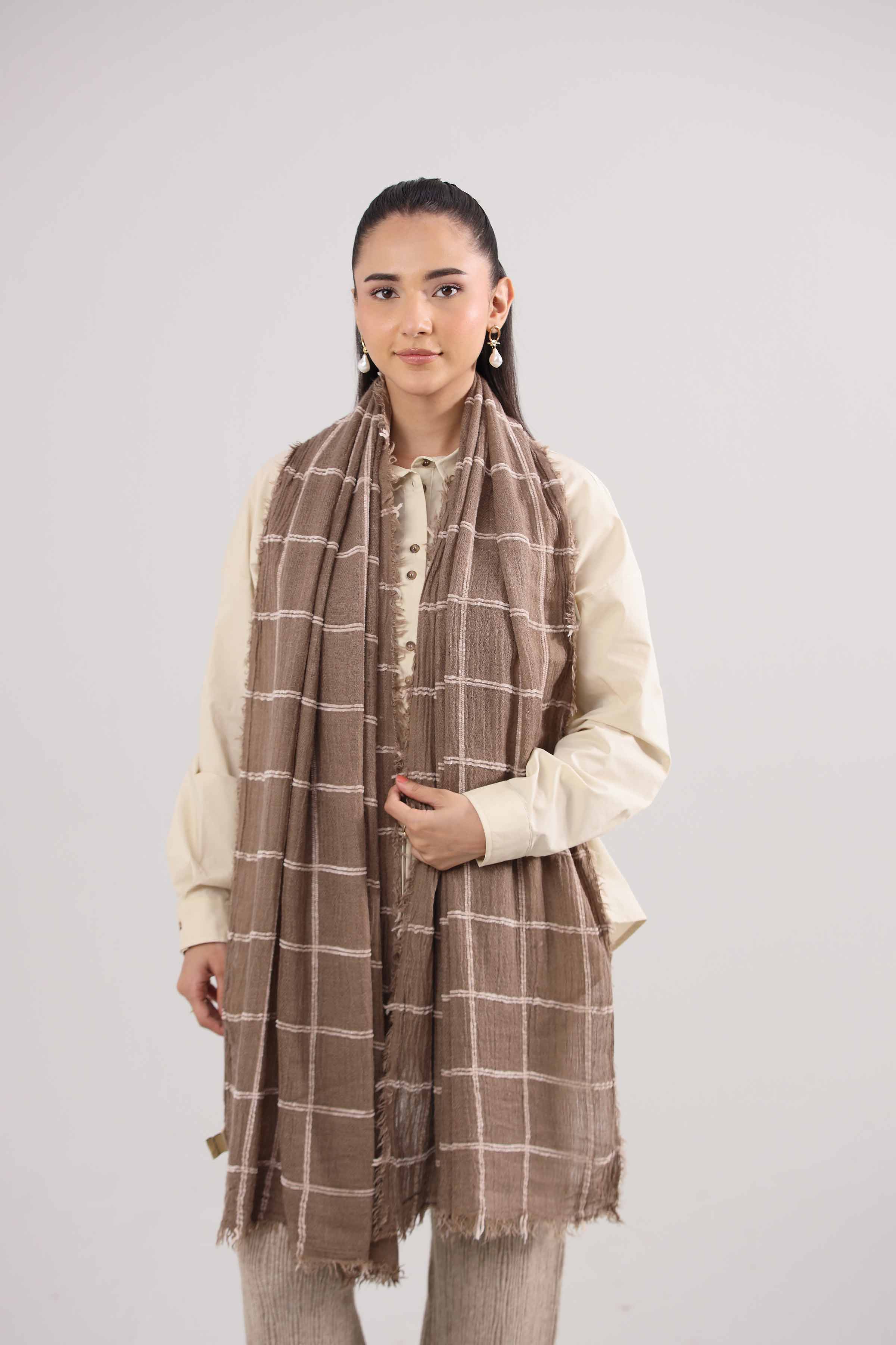 Coffee Women Scarf-442382117 for Women – Scarf Collection | Nishat | Shop Online