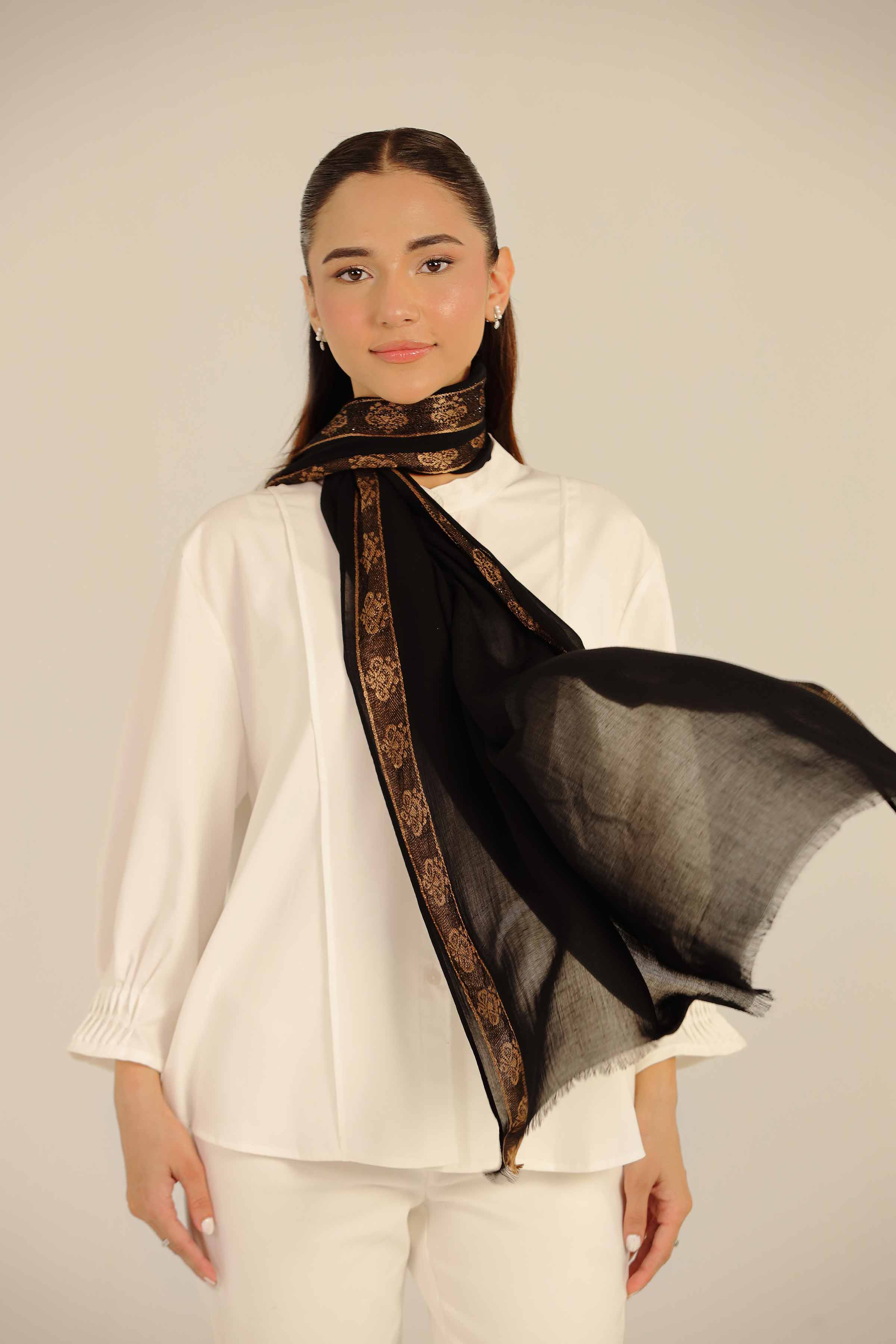 Black Women Scarf-442532103 for Women - Fashion Collection | Nishat | Shop Online