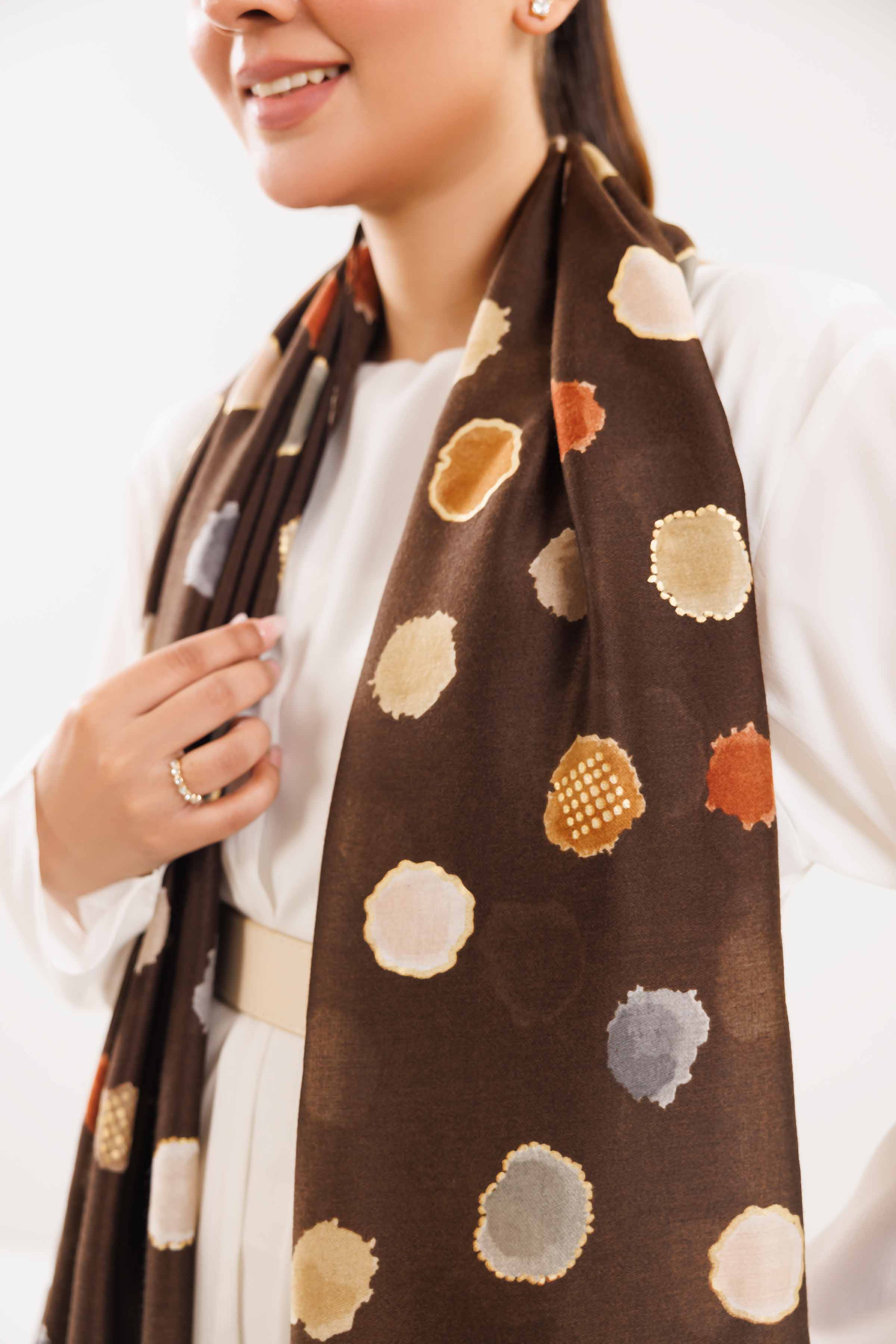 Coffee Women Scarf-442742117 for Women – Scarf Collection | Nishat | Shop Online