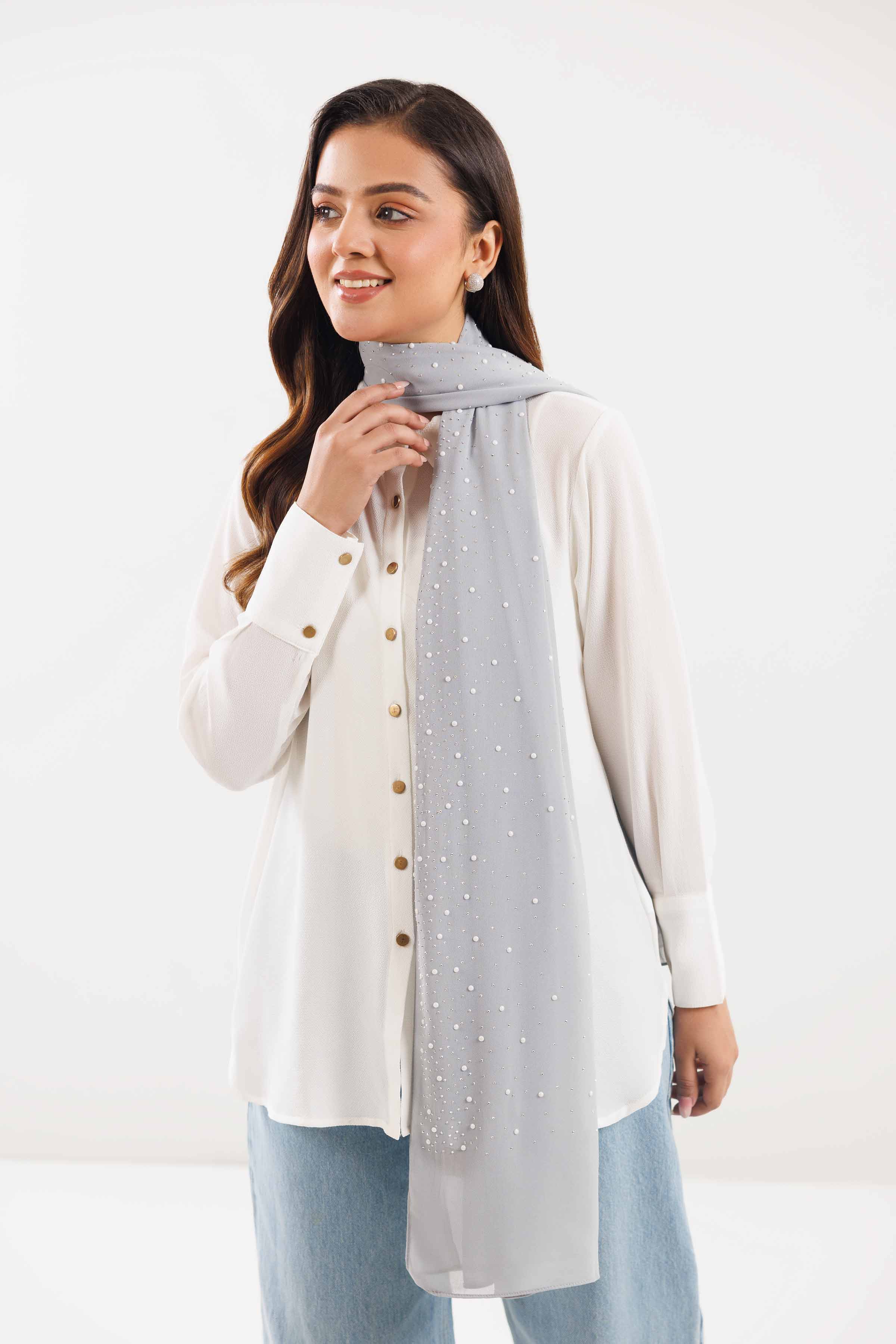 Grey Women Scarf-442852111 for Women – Scarf Collection | Nishat | Shop Online