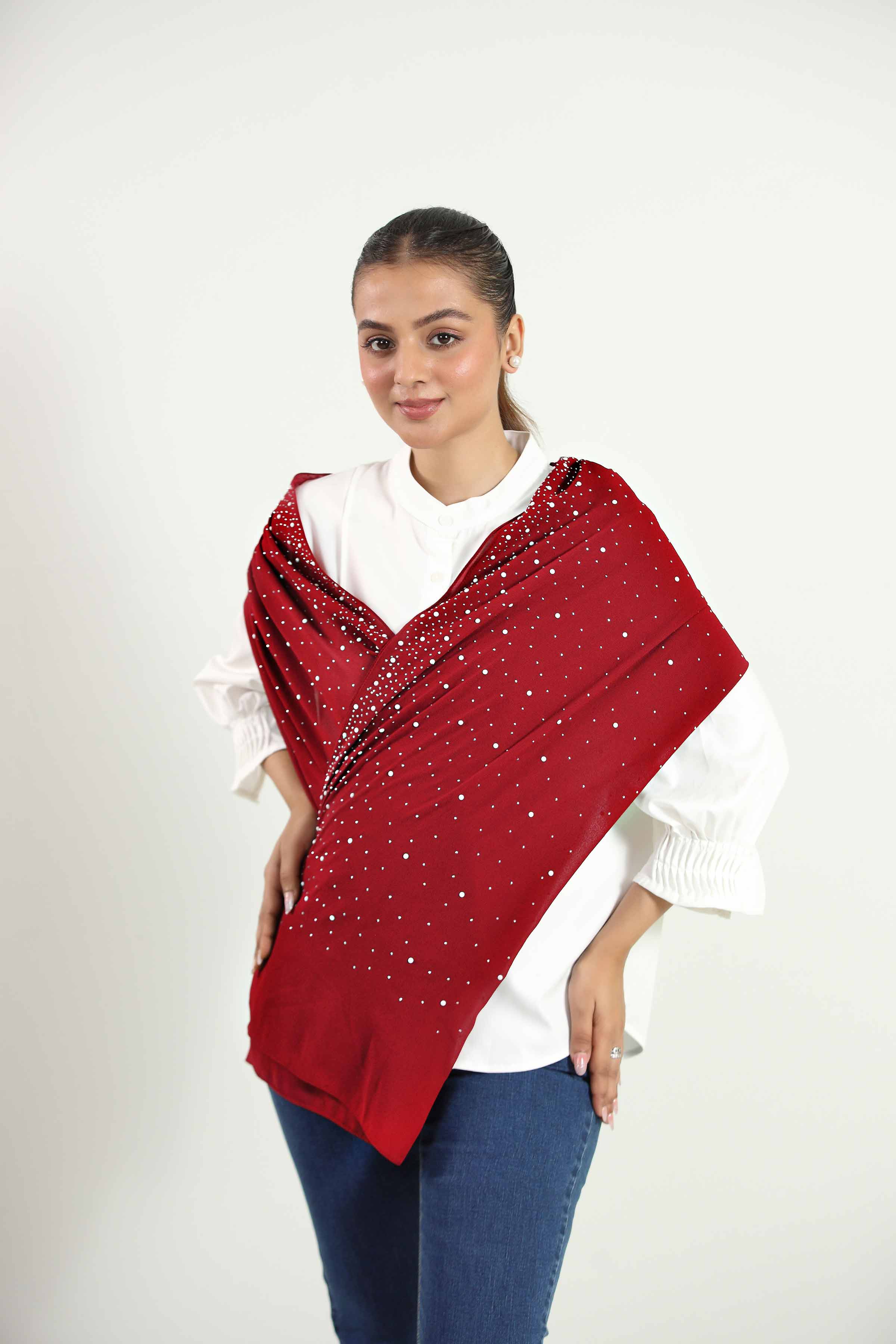 Maroon Women Scarf-442852122 for Women – Scarf Collection | Nishat | Shop Online