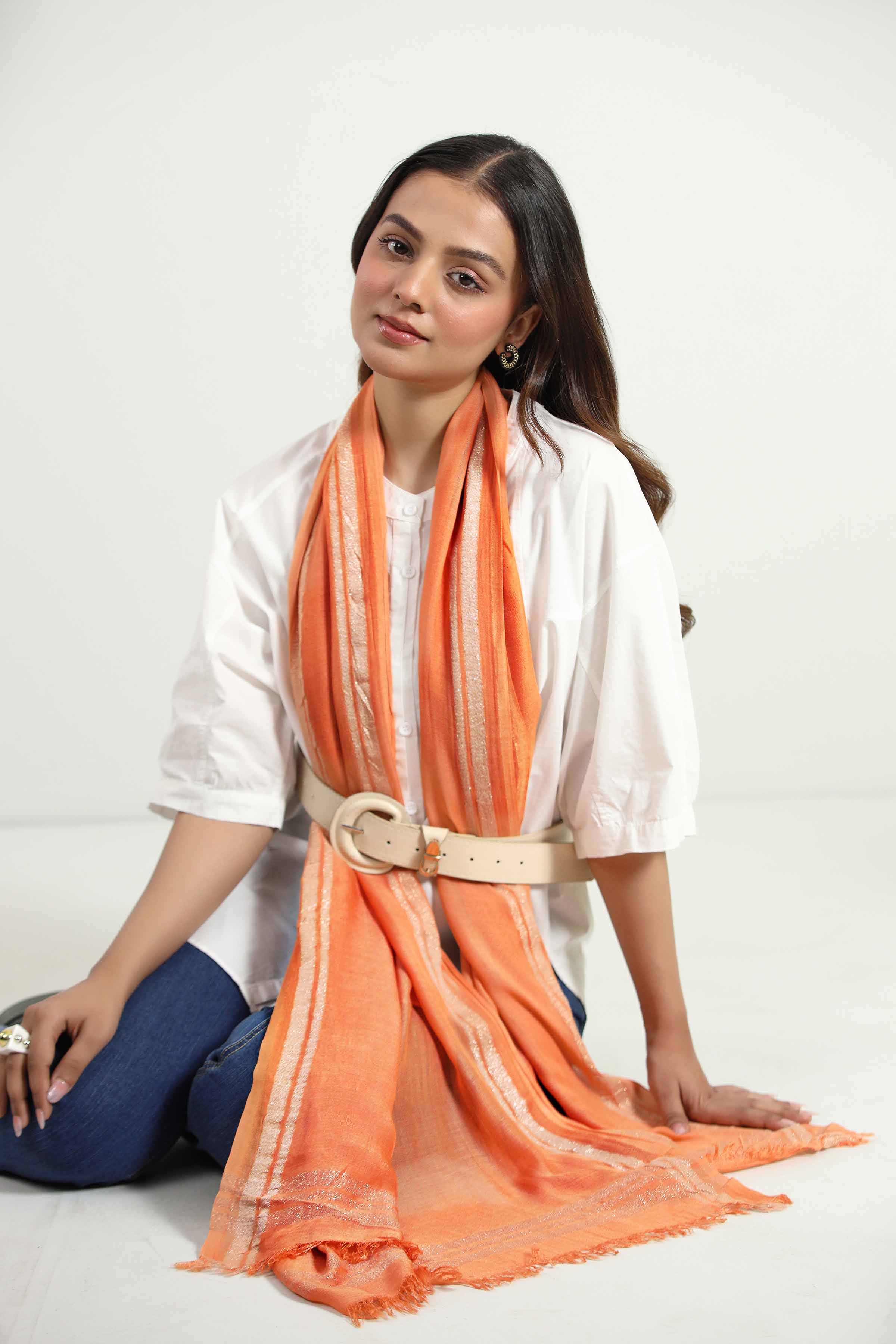 Orange Women Scarf-442862106 for Women – Scarf Collection | Nishat | Shop Online
