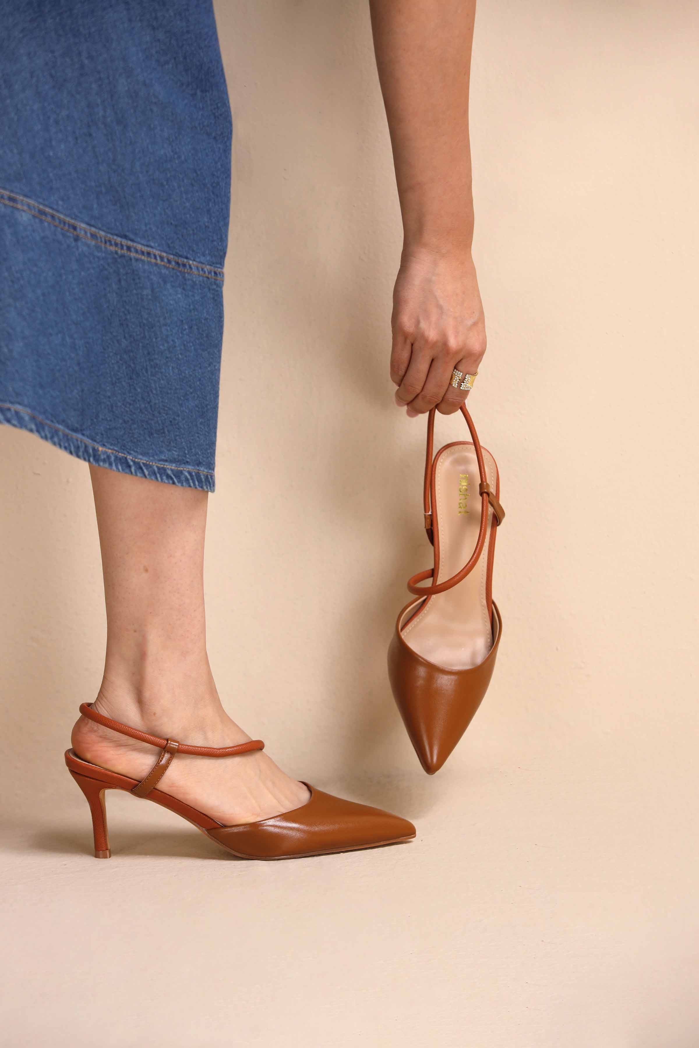 Camel Pumps Heels-442992929 -  for Women - Shoes Collection | Nishat | Shop Online