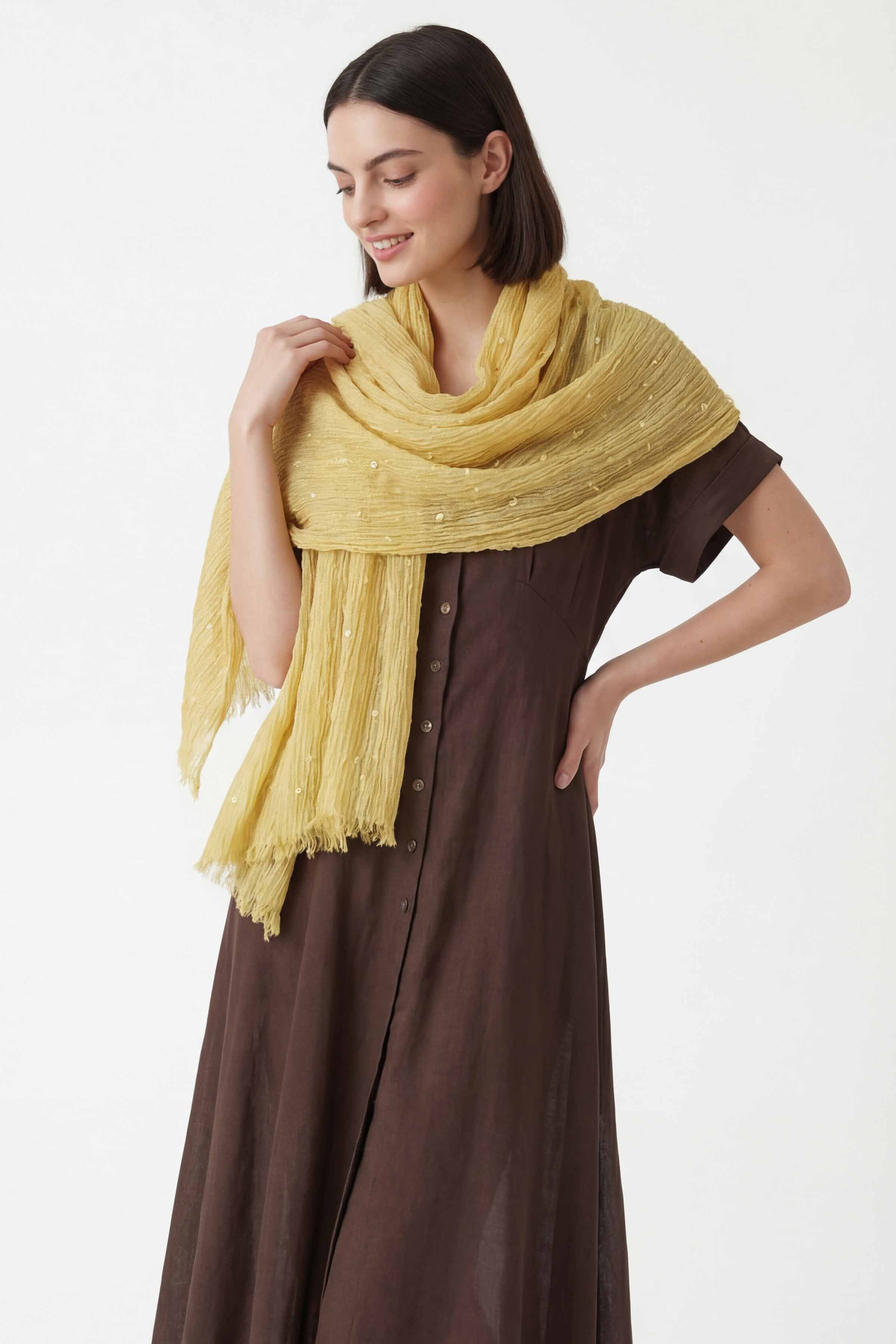 Yellow Women Scarf-443382102