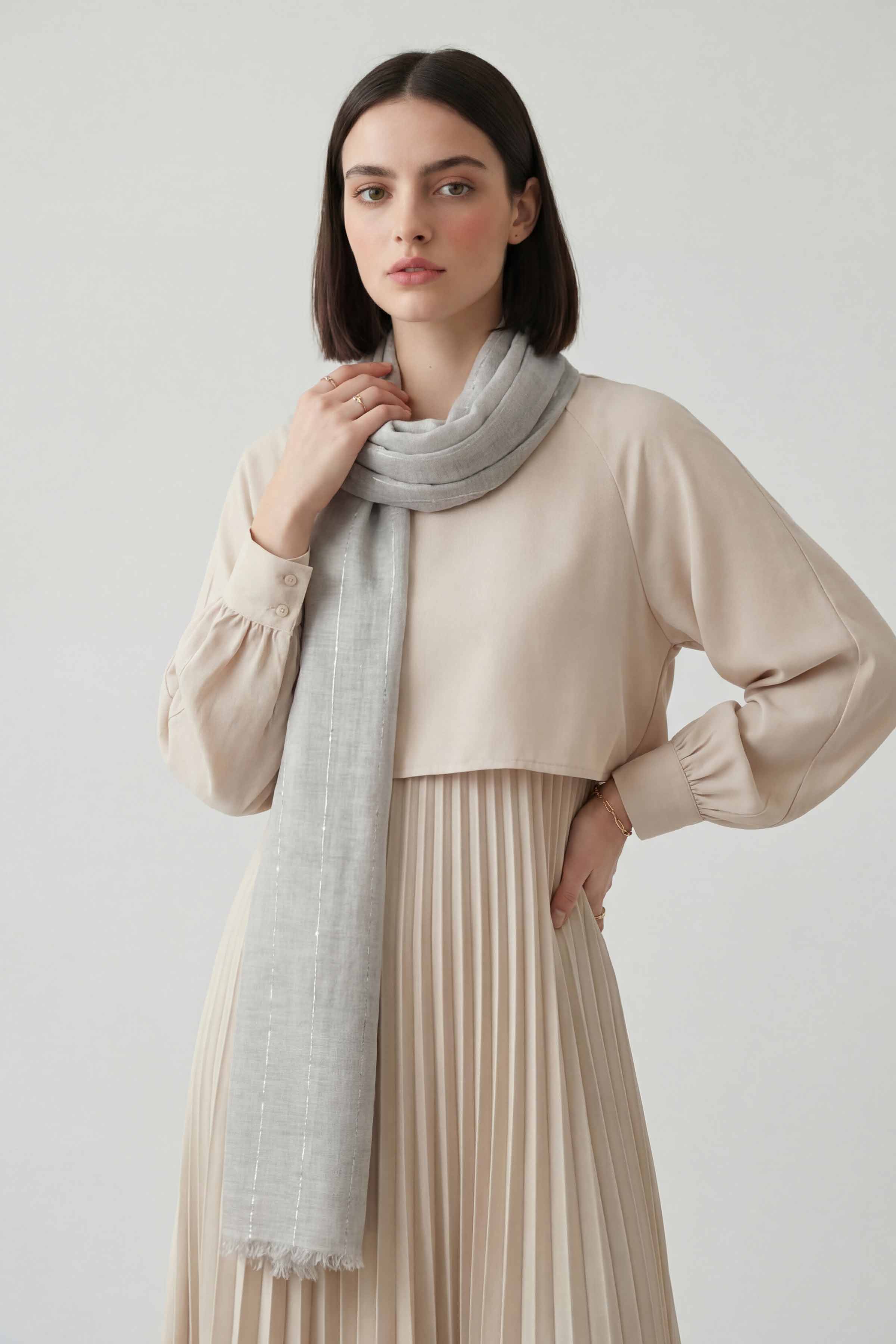 Grey Women Scarf-443392111