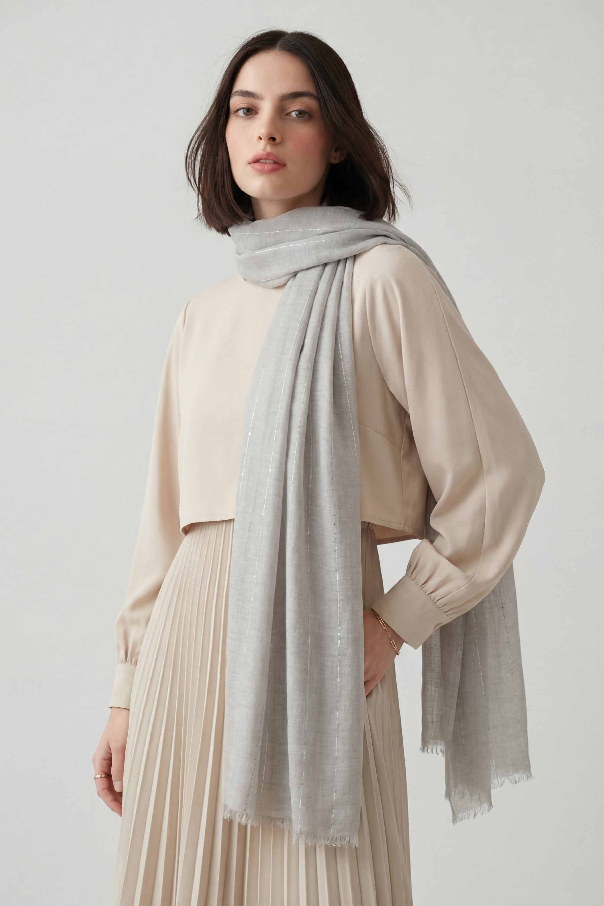 Grey Women Scarf-443392111