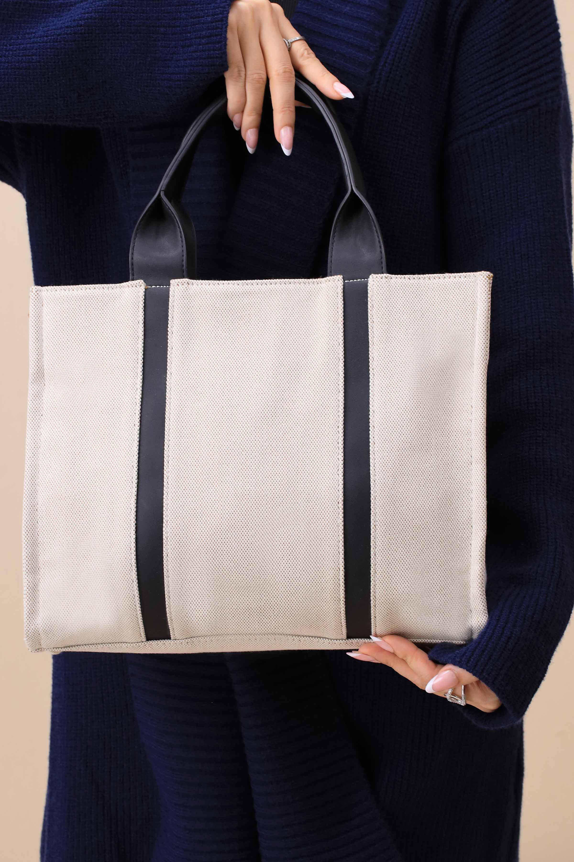 Beige & Black Tote Bag-444702103-for Women - Bag Winter Collection | Nishat | Shop Online