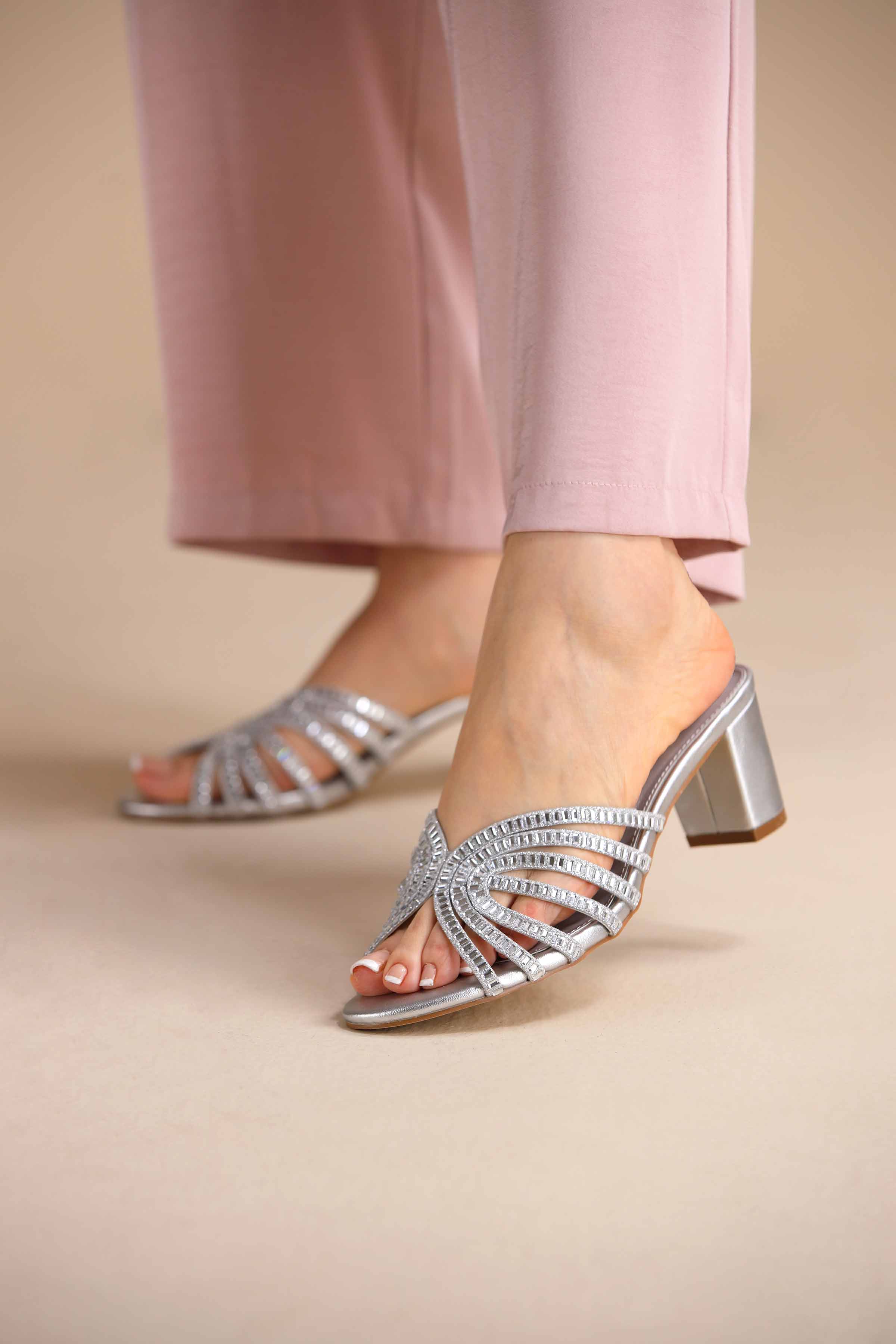 Silver Block Heels-445272920 -  for Women - Shoes Collection | Nishat | Shop Online