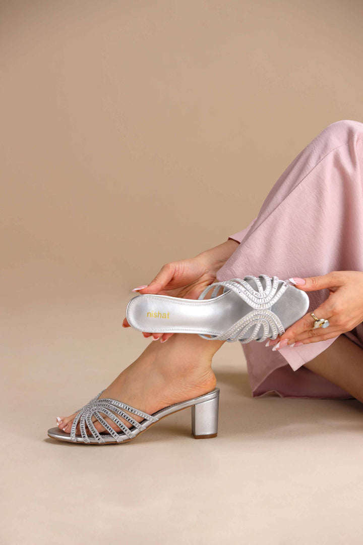 Silver Block Heels-445272920 -  for Women - Shoes Collection | Nishat | Shop Online