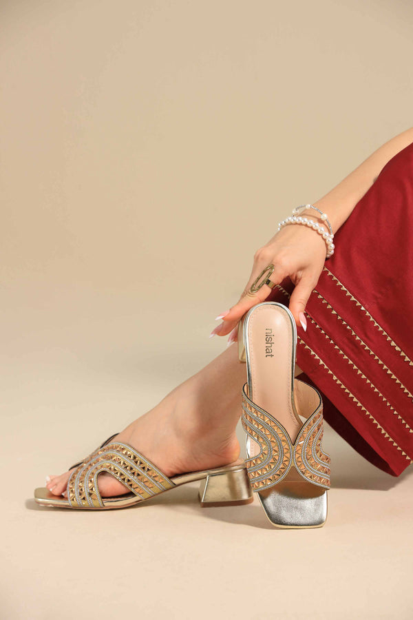 Gold Chappal-445282919 -  for Women - Shoes Collection | Nishat | Shop Online