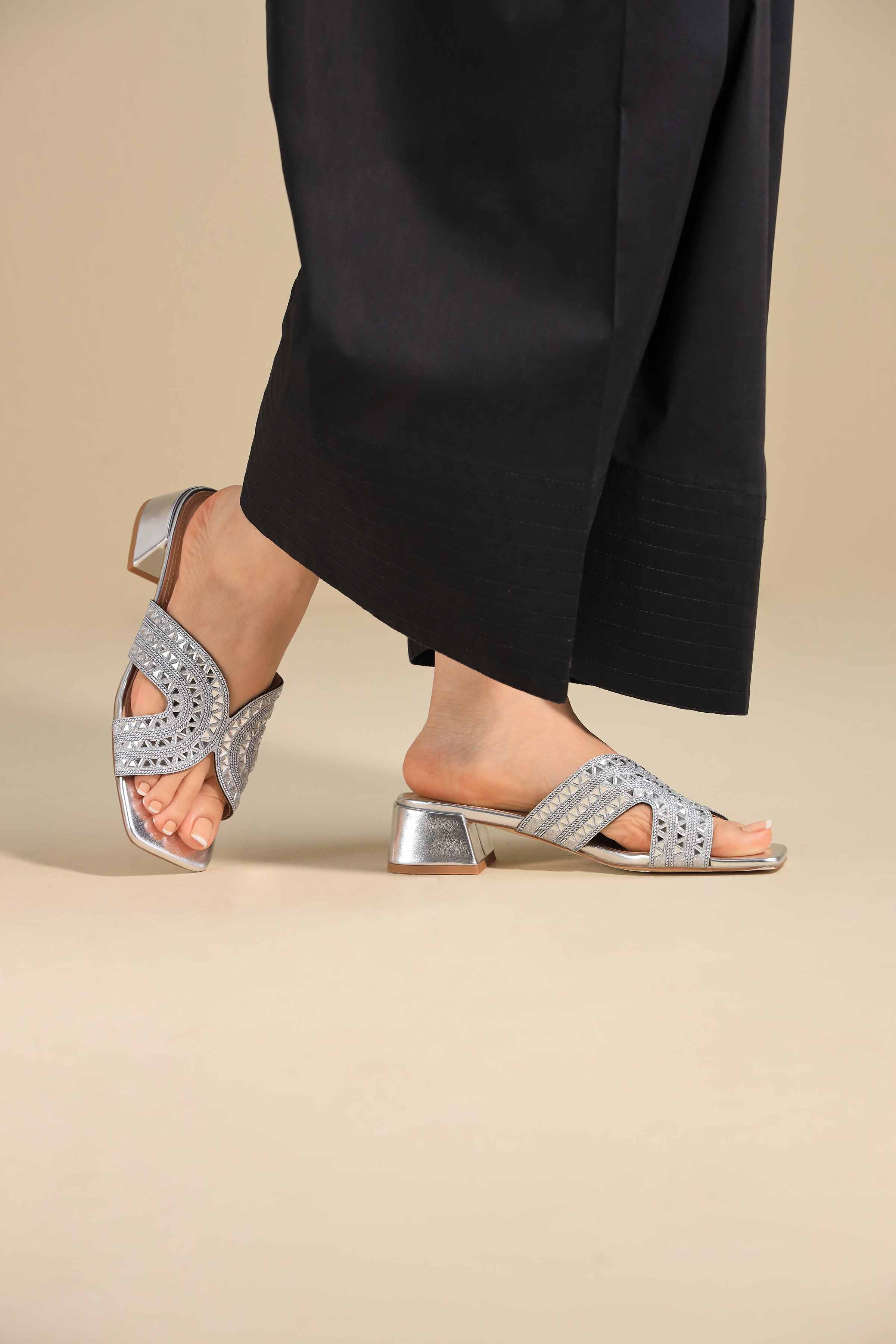 Silver Chappal-445282920 -  for Women - Shoes Collection | Nishat | Shop Online