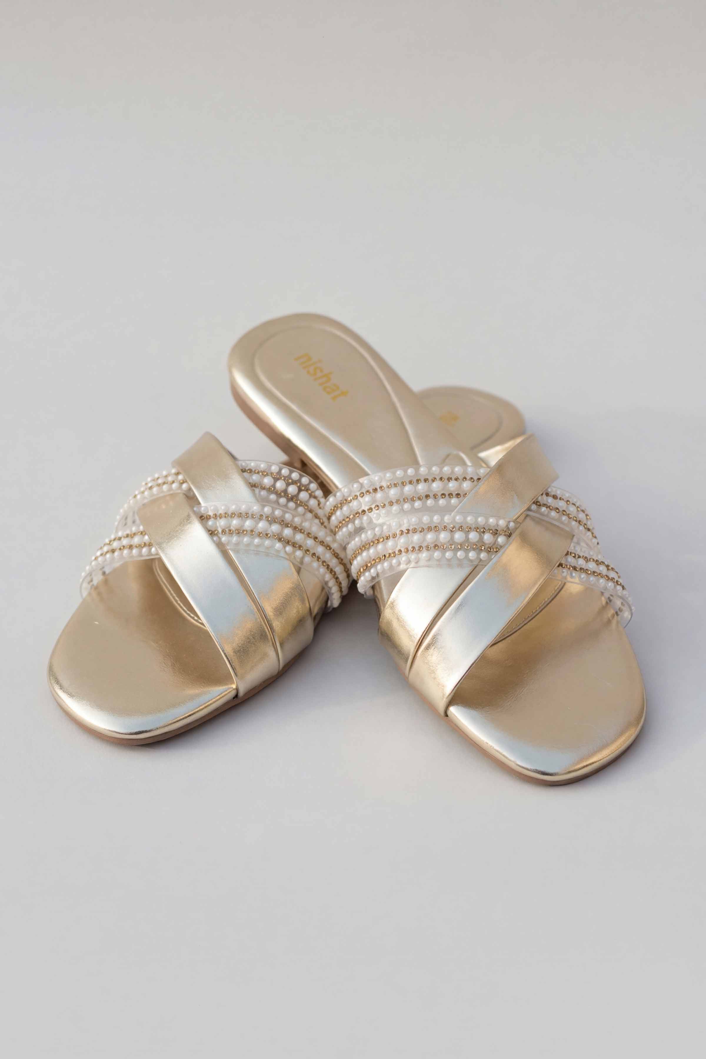 Gold Chappal-445292919 for Women - Fashion Collection | Nishat | Shop Online