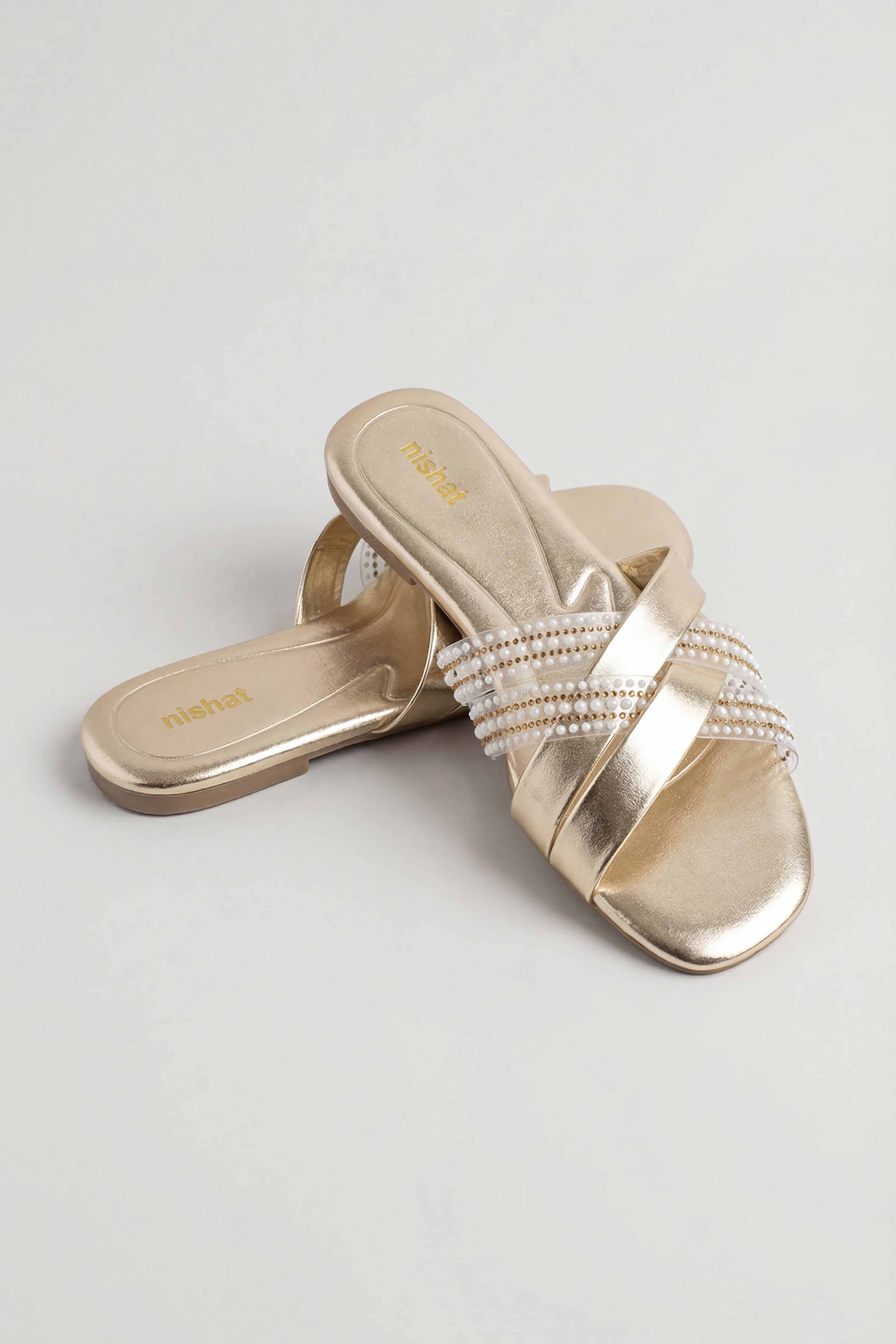 Gold Chappal-445292919 for Women - Fashion Collection | Nishat | Shop Online