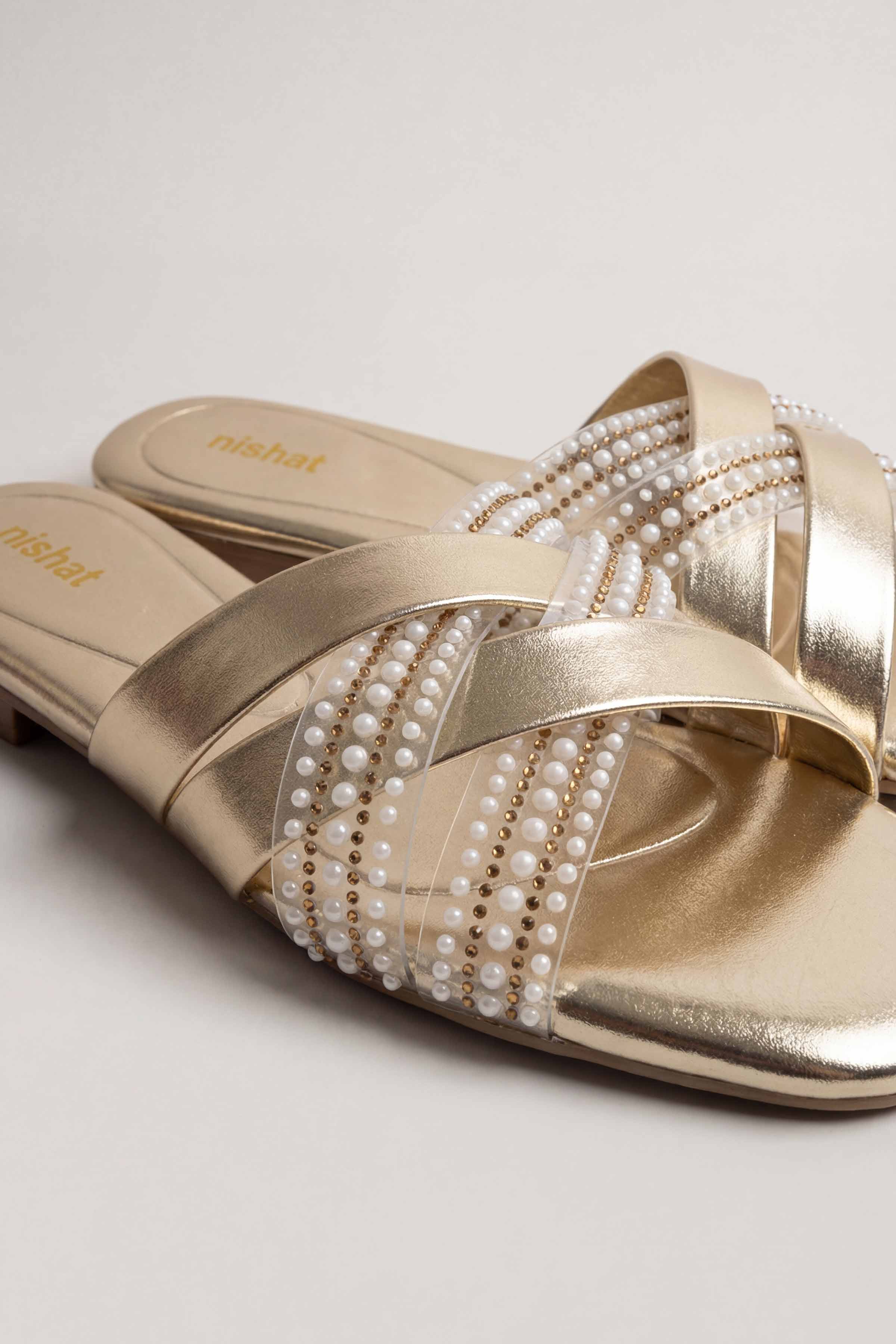 Gold Chappal-445292919 for Women - Fashion Collection | Nishat | Shop Online