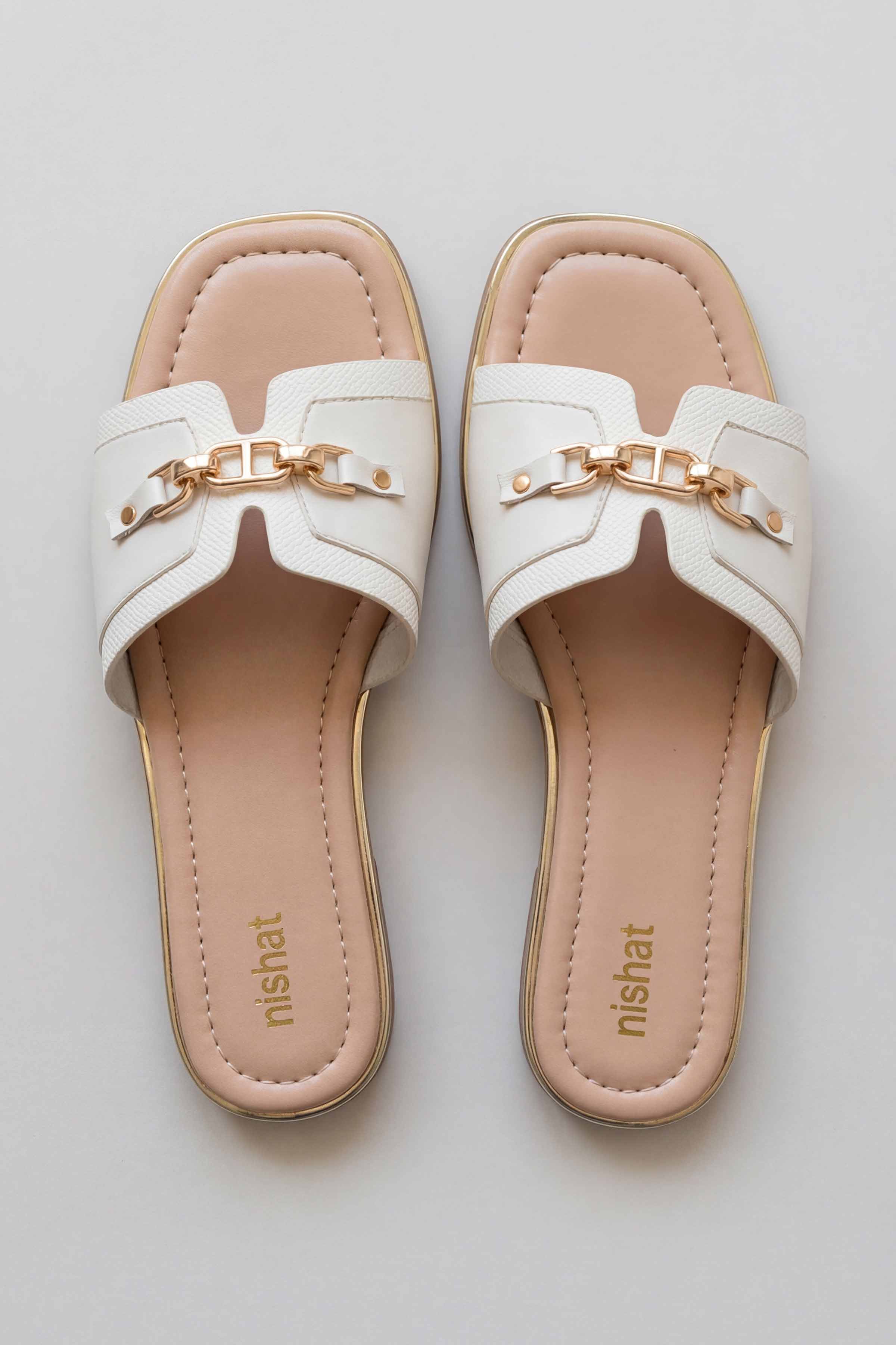 Off White Chappal-445382907 for Women - Fashion Collection | Nishat | Shop Online