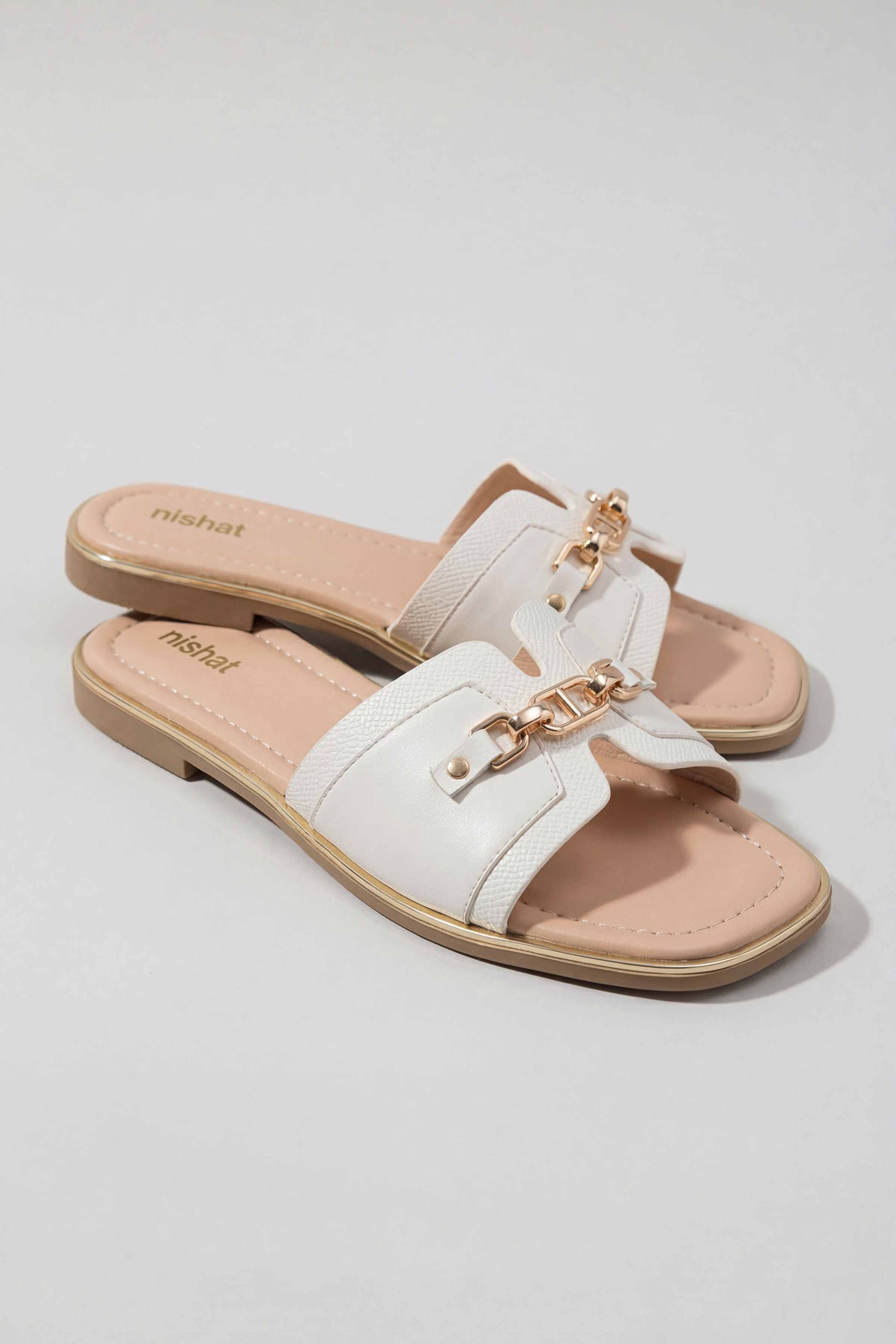 Off White Chappal-445382907 for Women - Fashion Collection | Nishat | Shop Online